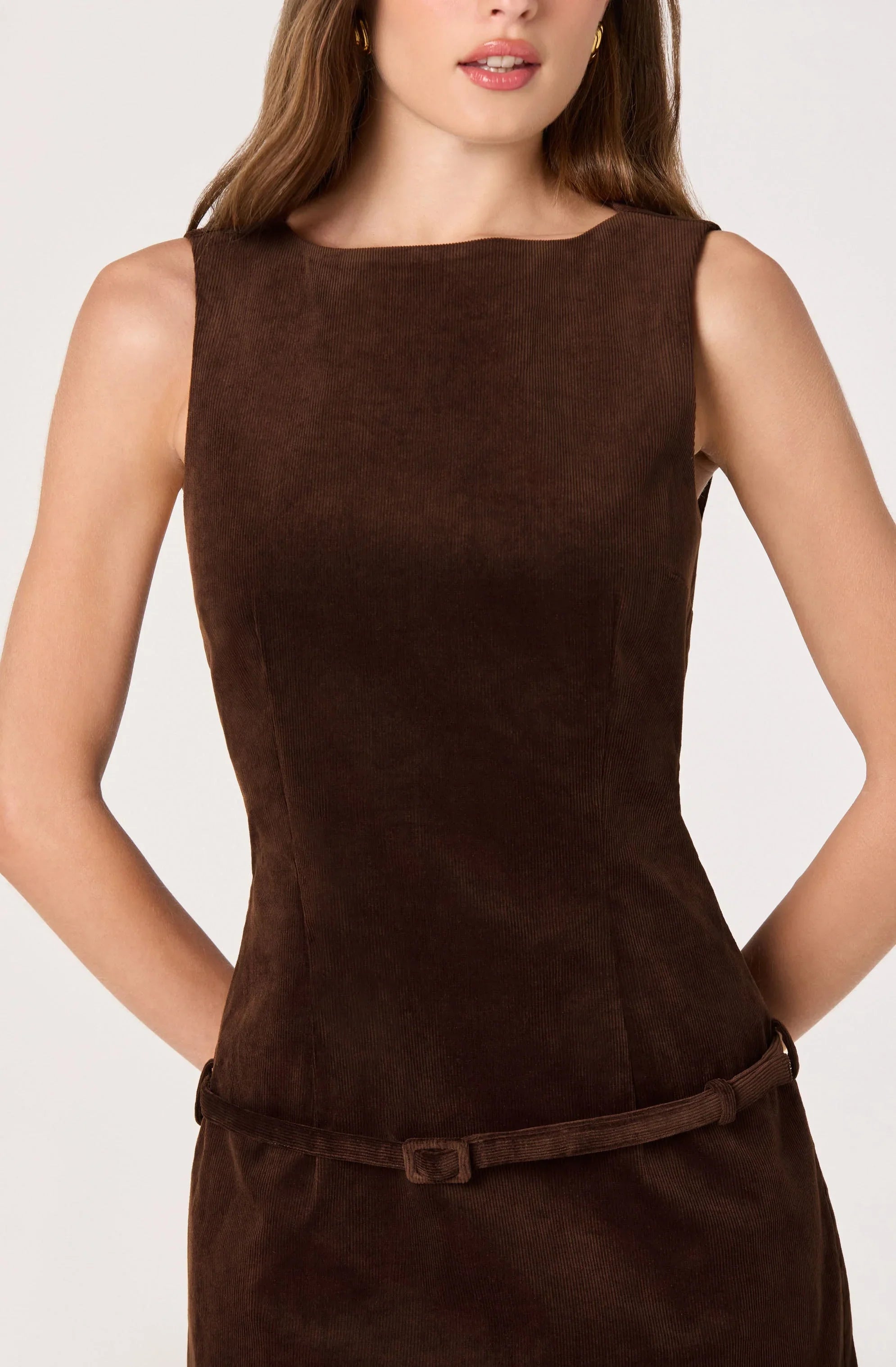 Lbruh Corduroy Belted Mini Dress