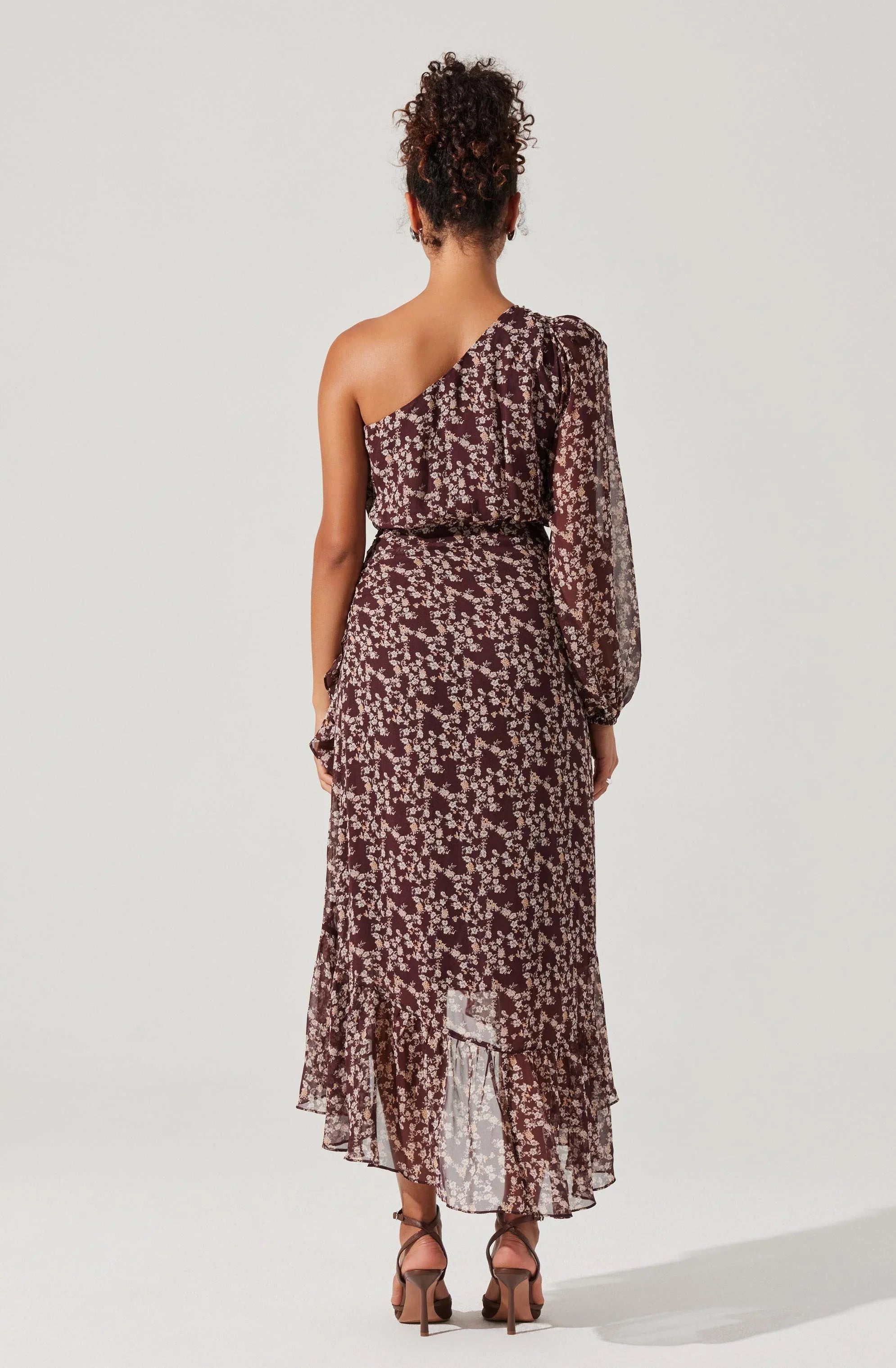 Lbruh Calista Floral One Shoulder Midi Dress