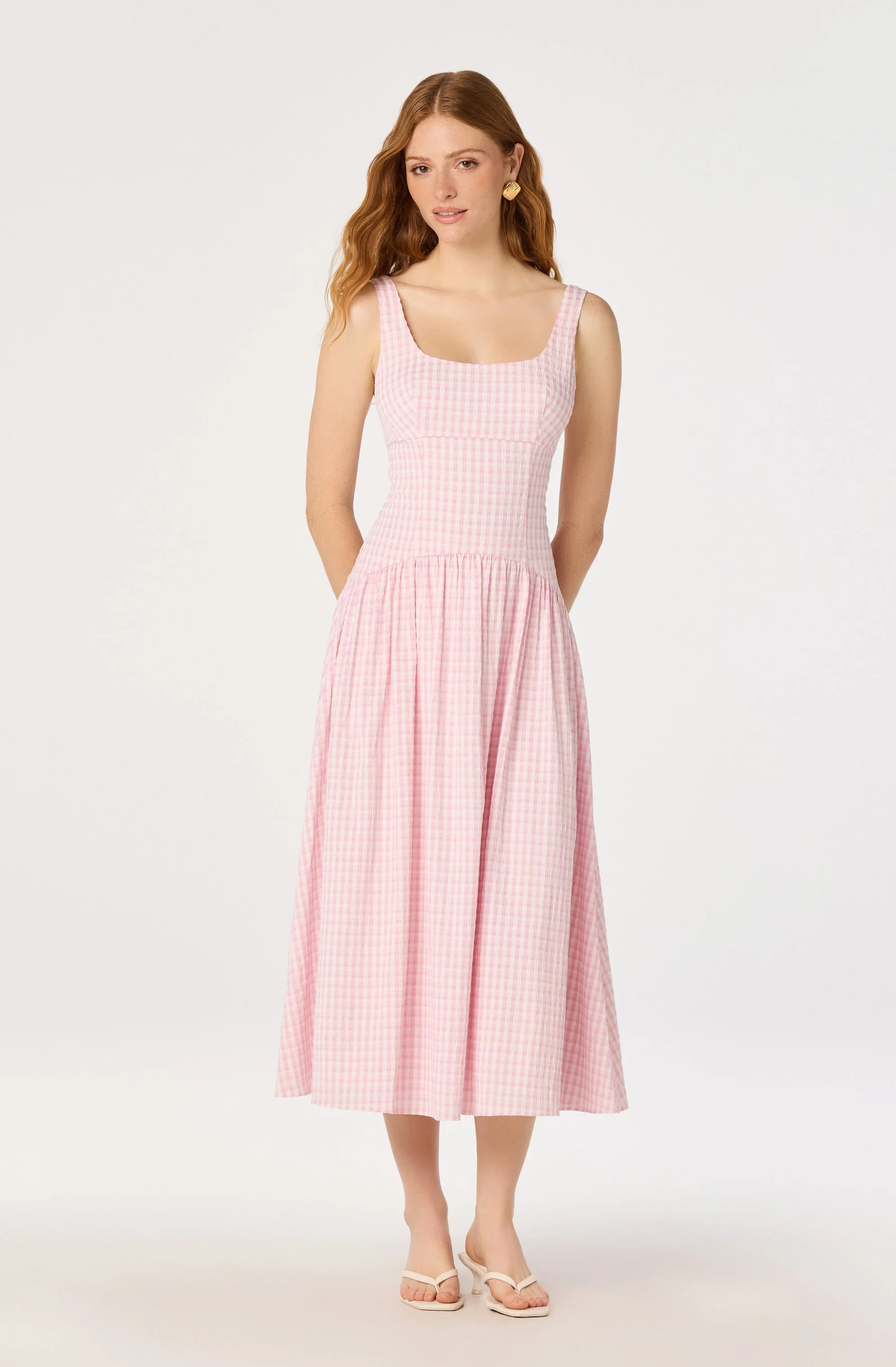 Lbruh Cara Gingham Sleeveless Midi Dress