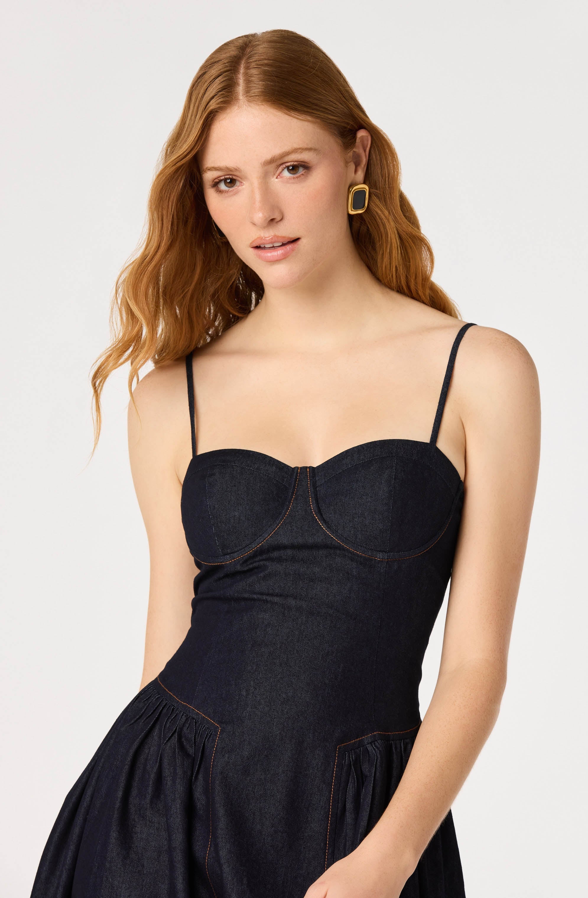 Lbruh Margaux Denim Bustier Midi Dress