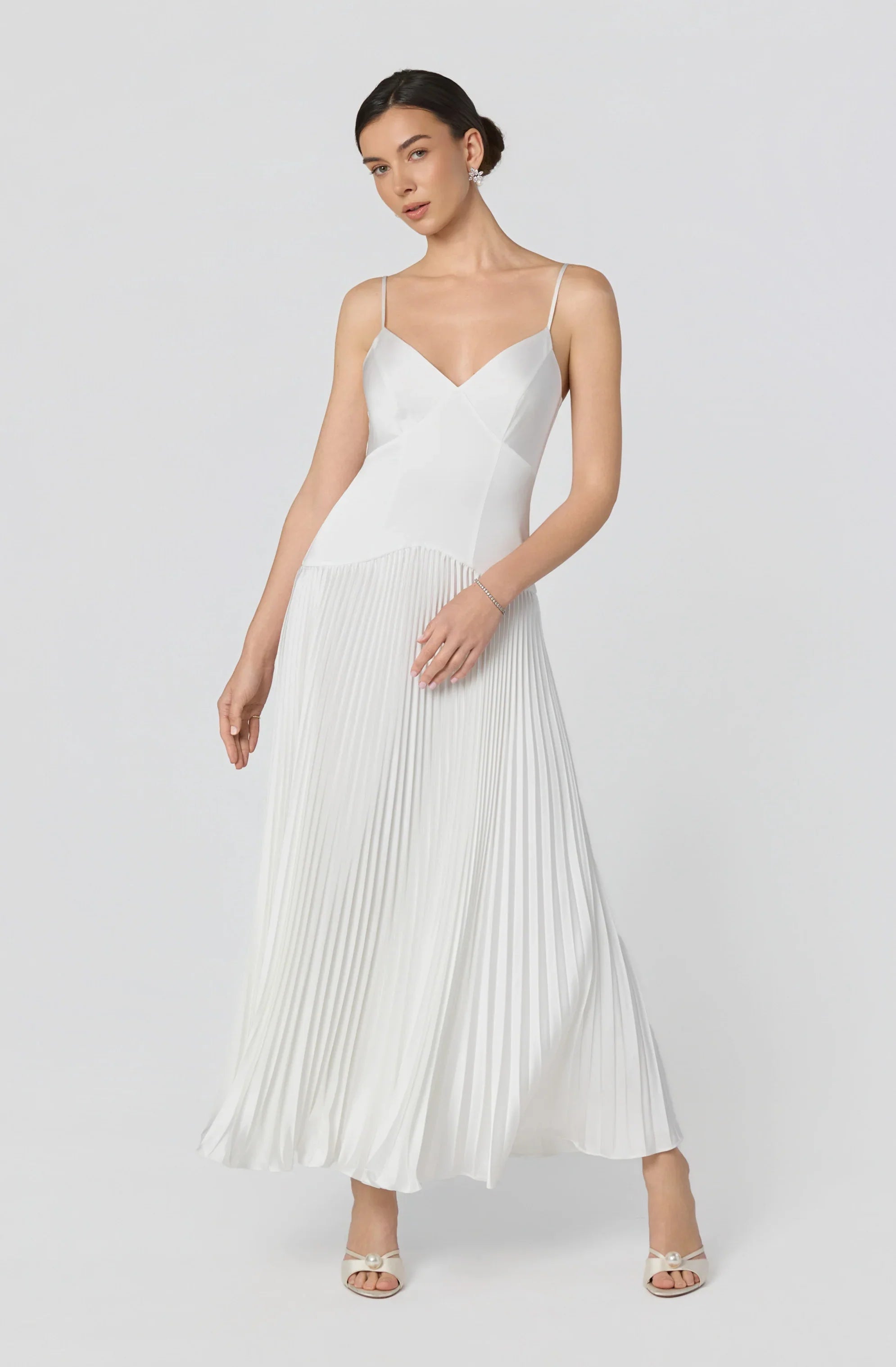 Inixyf Pleated Drop Waist Maxi Dress