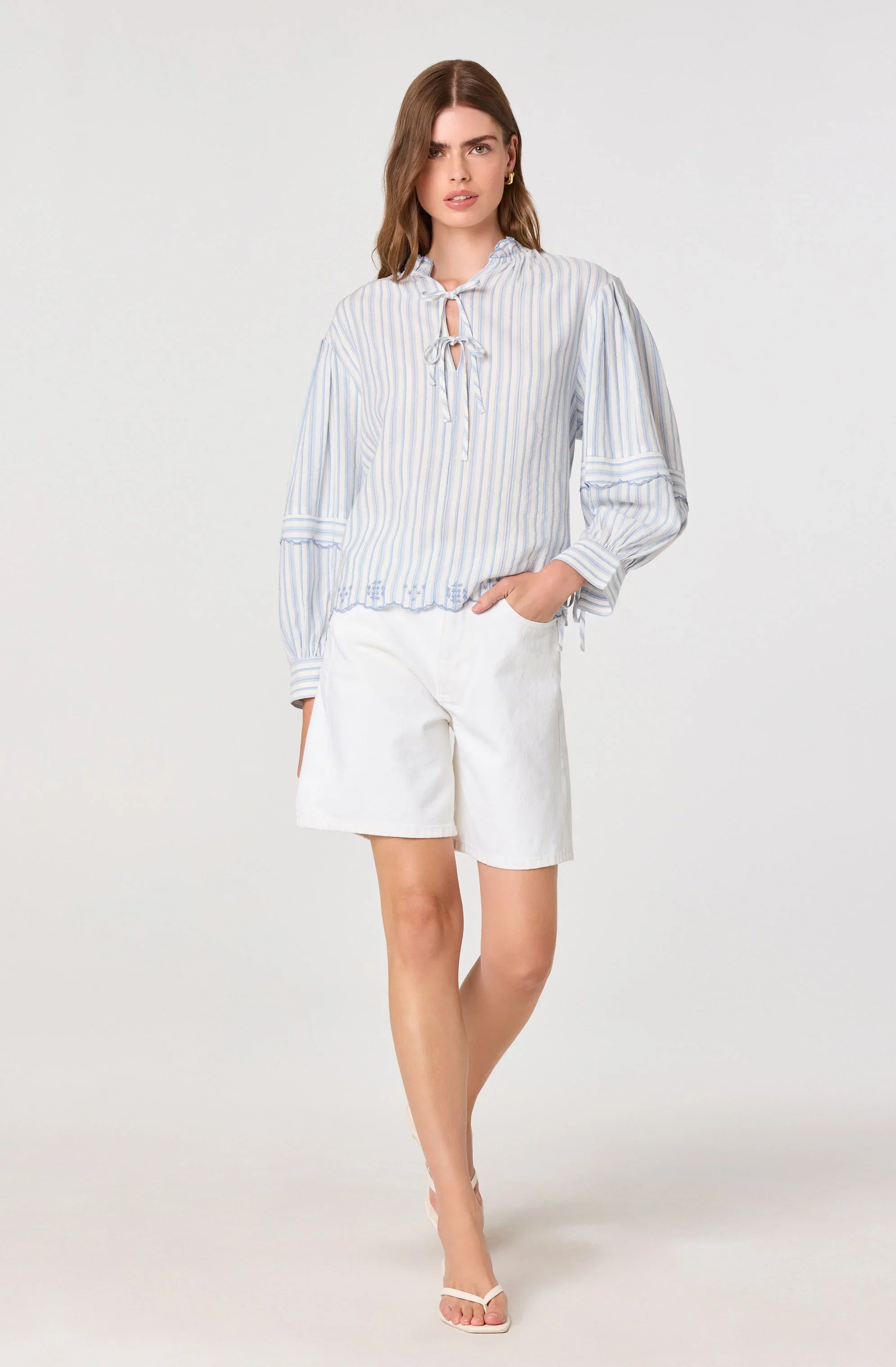 Inixyf Taliyah Striped Peasant Blouse