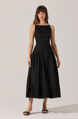 Lbruh High Square Neck Midi Dress