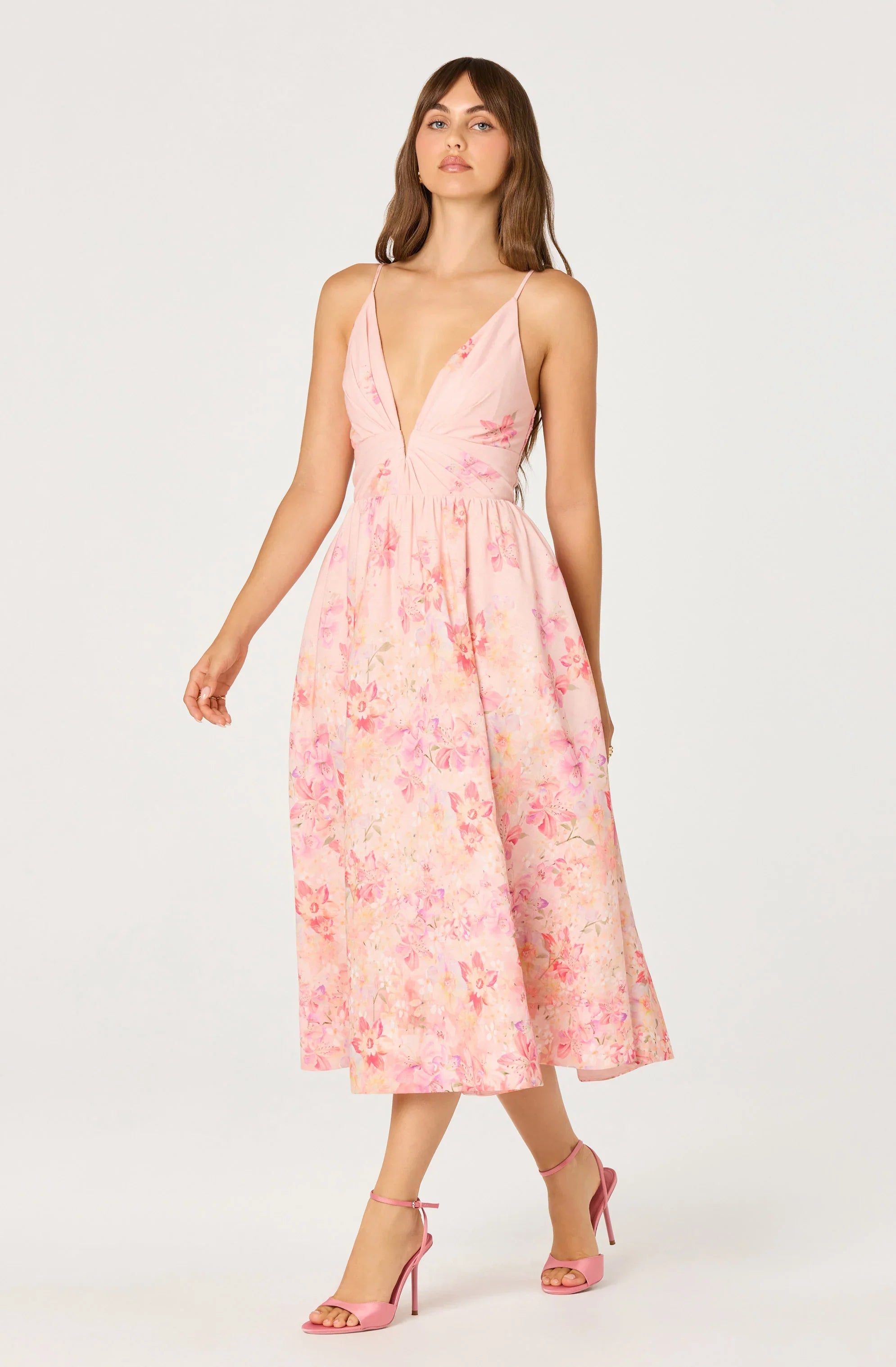 Inixyf Janna Floral Plunge Midi Dress