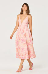 Inixyf Janna Floral Plunge Midi Dress