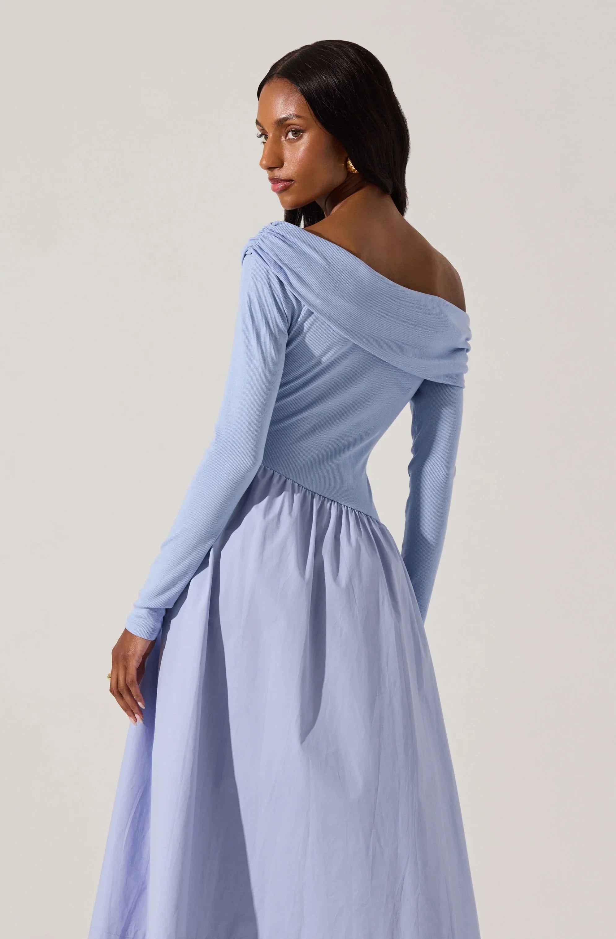 Lbruh Mixed Media Off Shoulder Dress