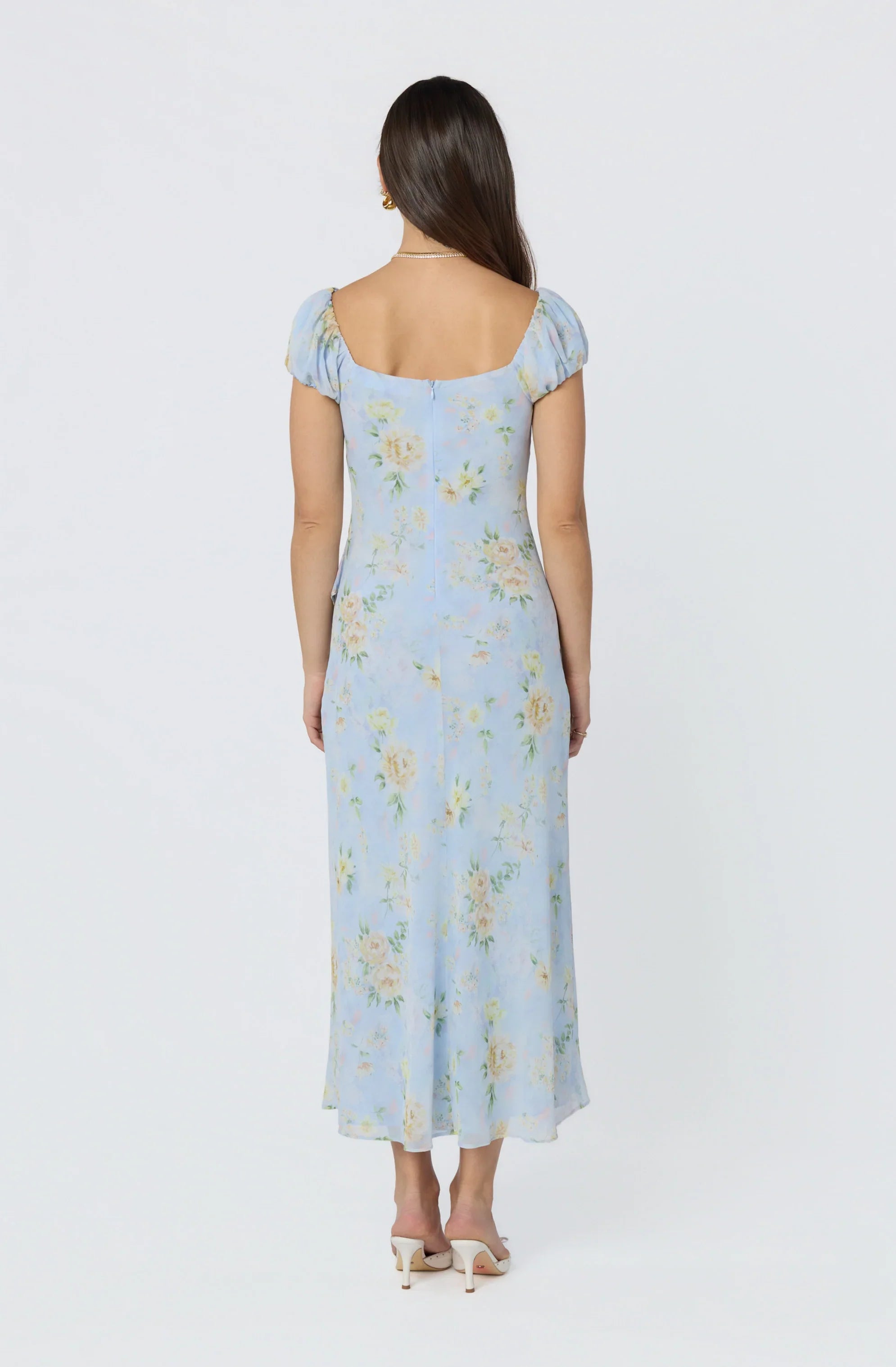Inixyf Florence Floral Puff Sleeve Midi Dress