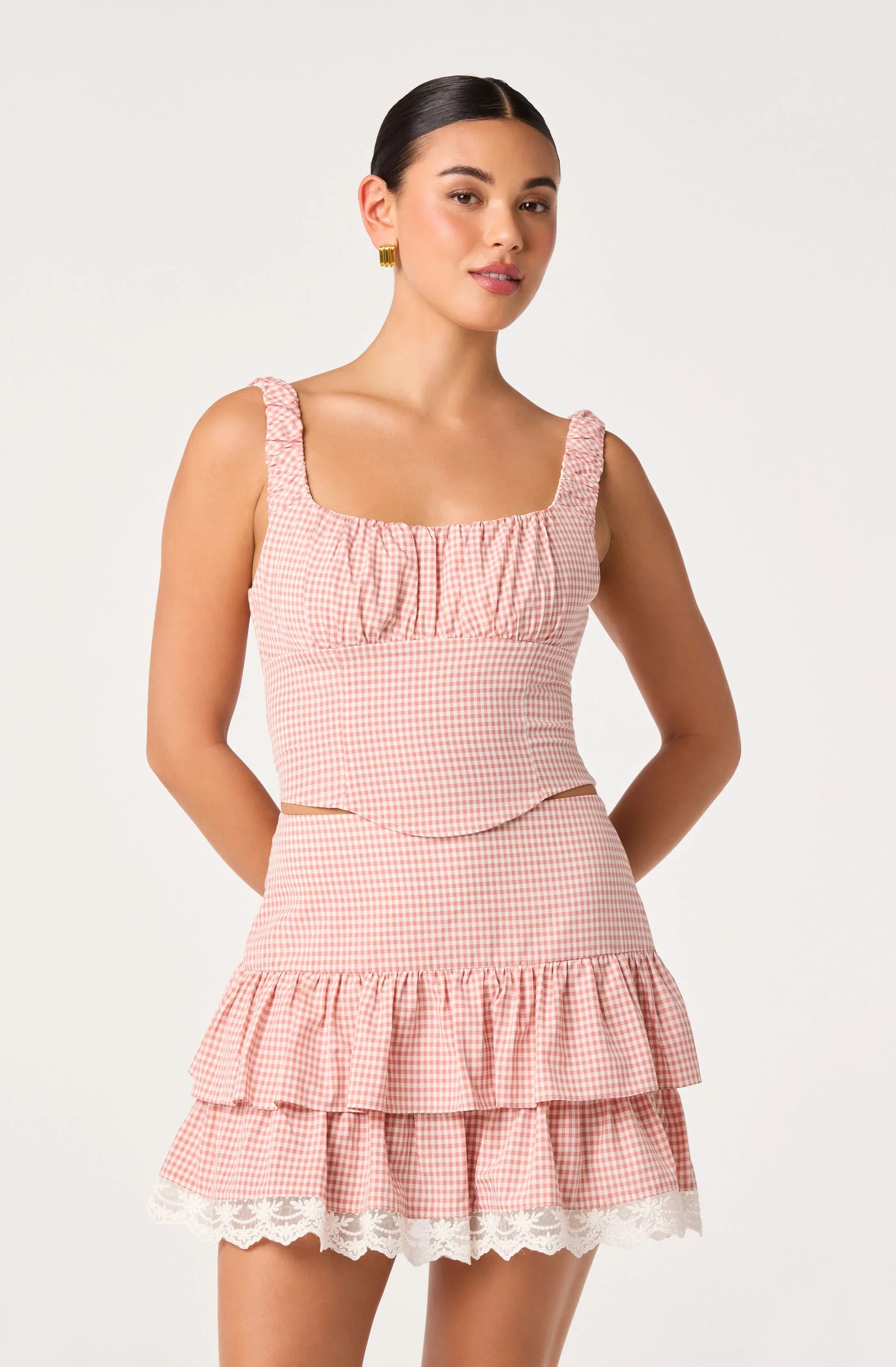 Inixyf Penny Gingham Bustier Crop Top