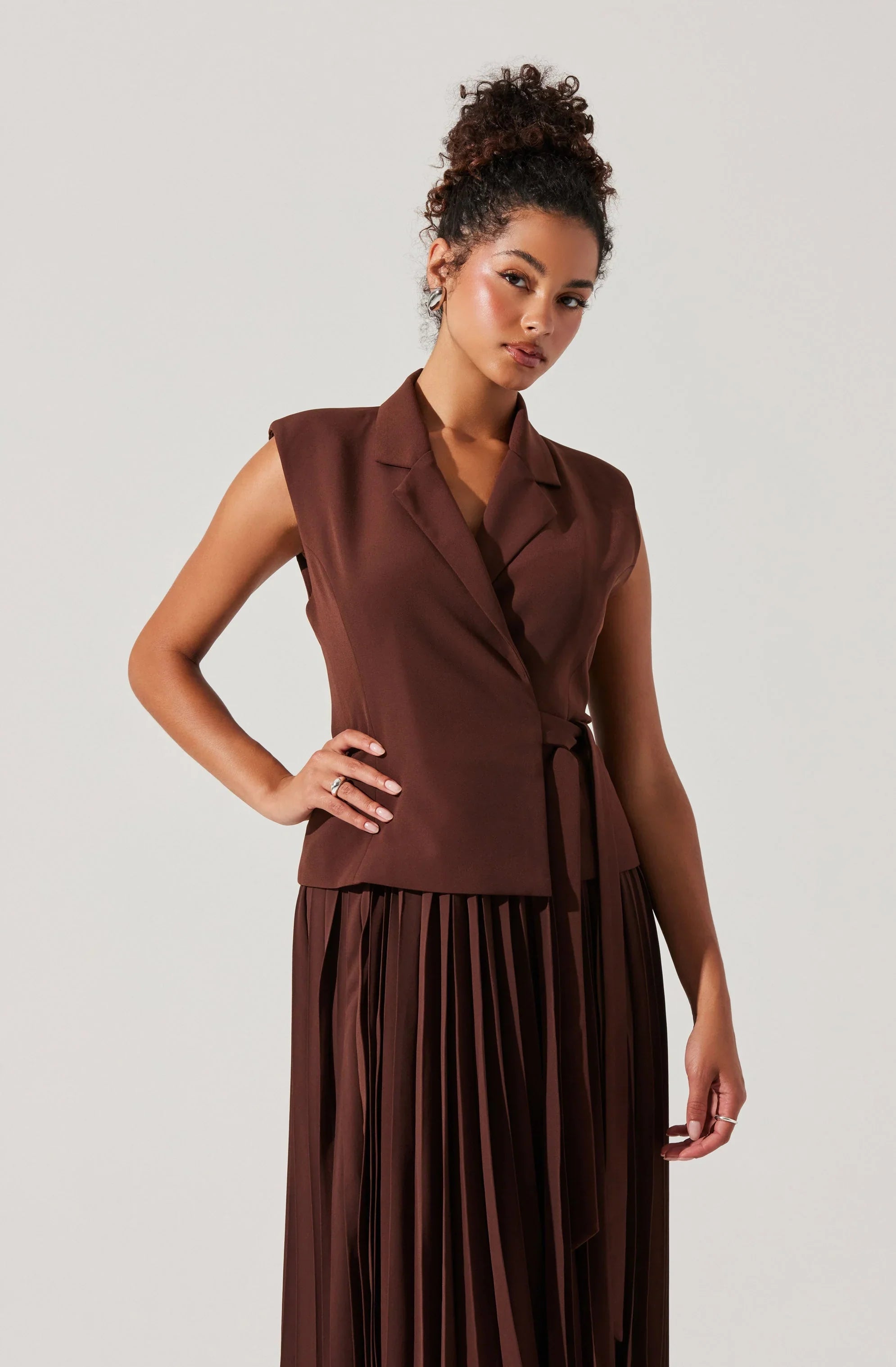Lbruh Mixed Media Vest Wrap Dress