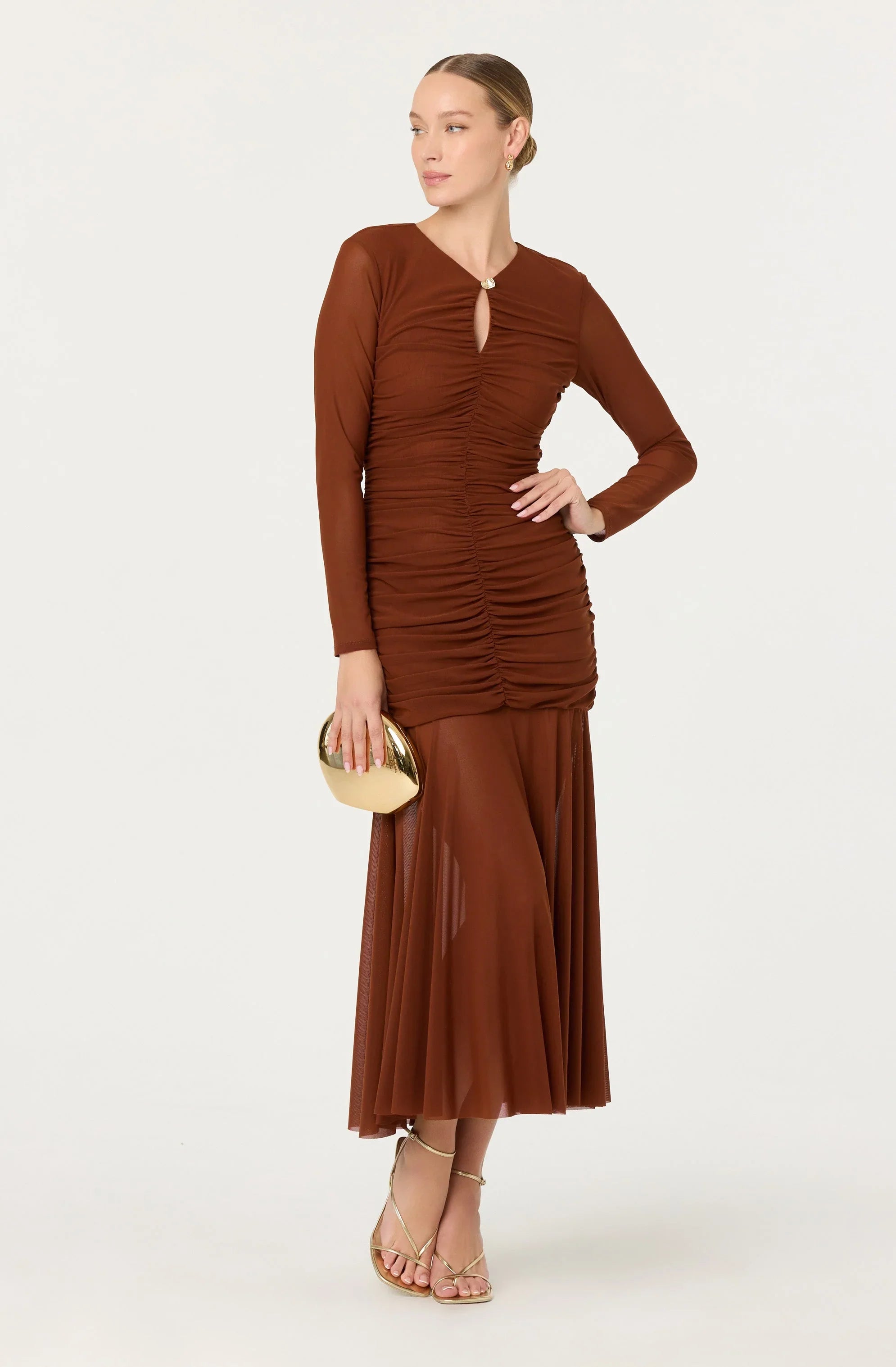 Lbruh Yasmine Ruched Long Sleeve Maxi Dress