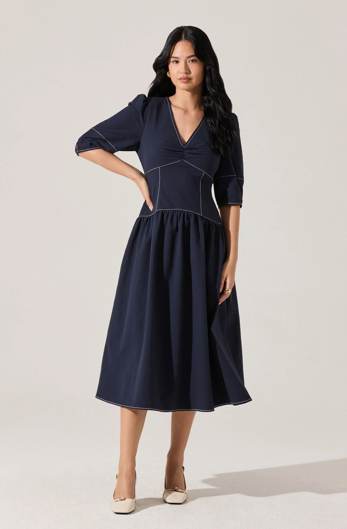 Lbruh Samarra Contrast Stitch Midi Dress