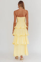 Heather Maxi Dress – Tiered Ruffle Maxi - Yellow
