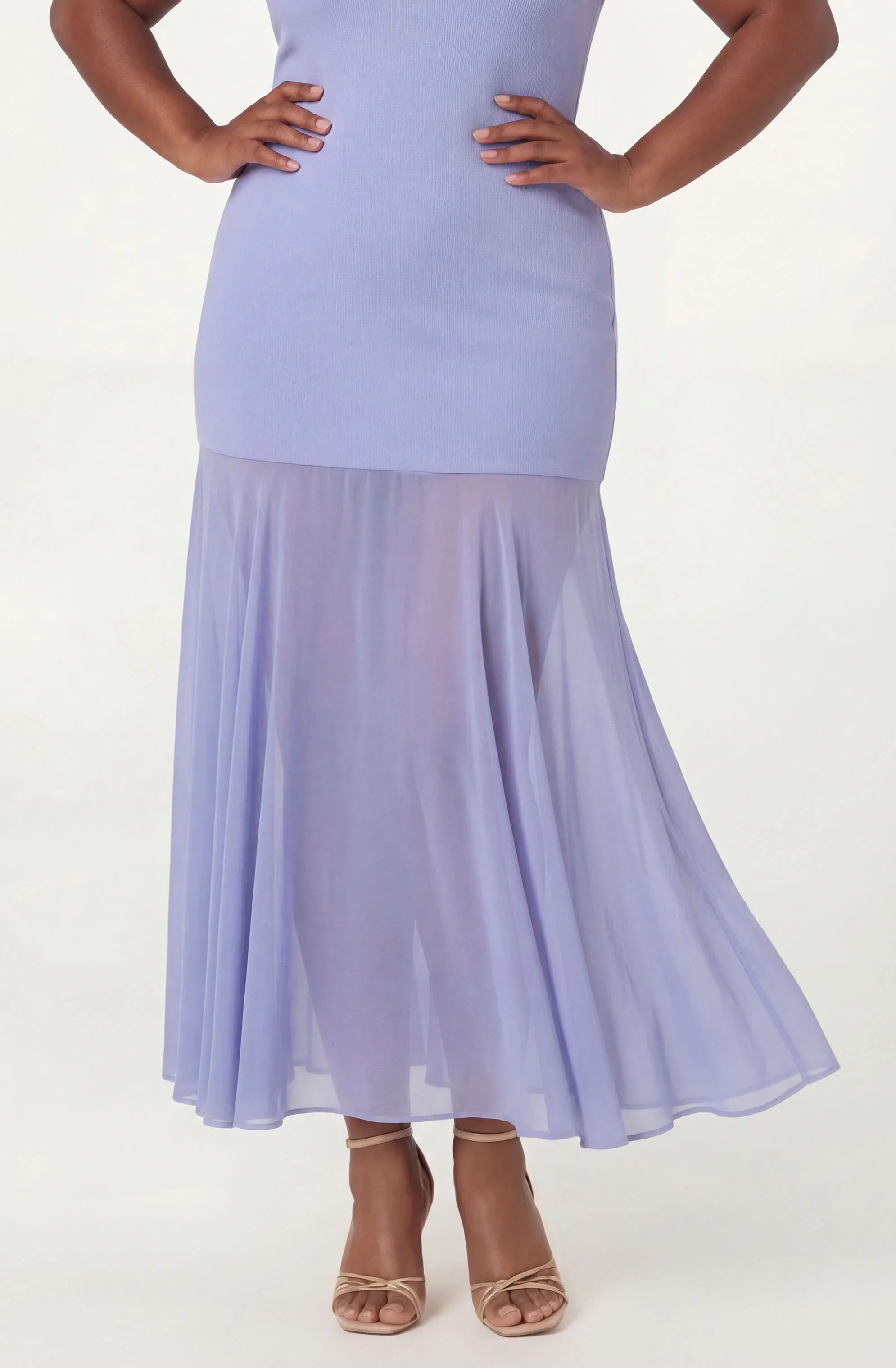 Inixyf Lizet Strapless Mini Dress with Sheer Maxi Overlay