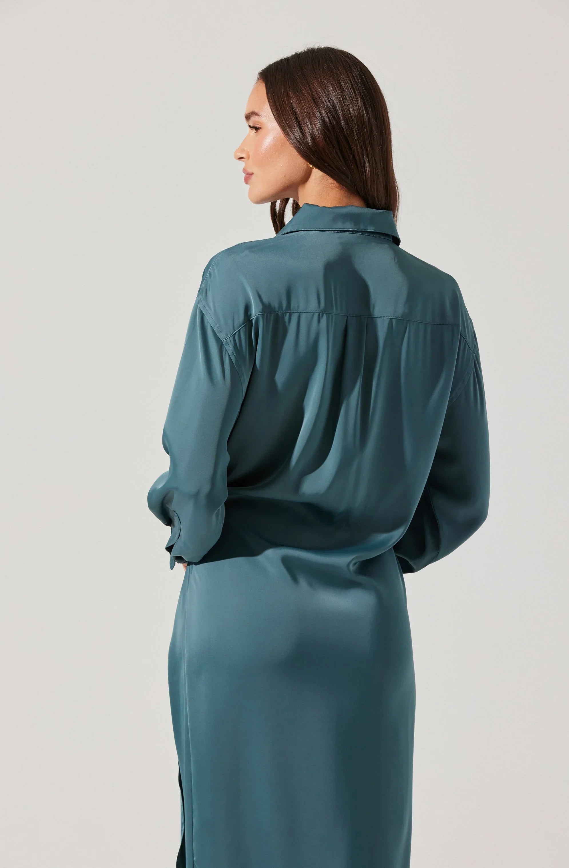 Lbruh Ira Satin Wrap Shirt Dress