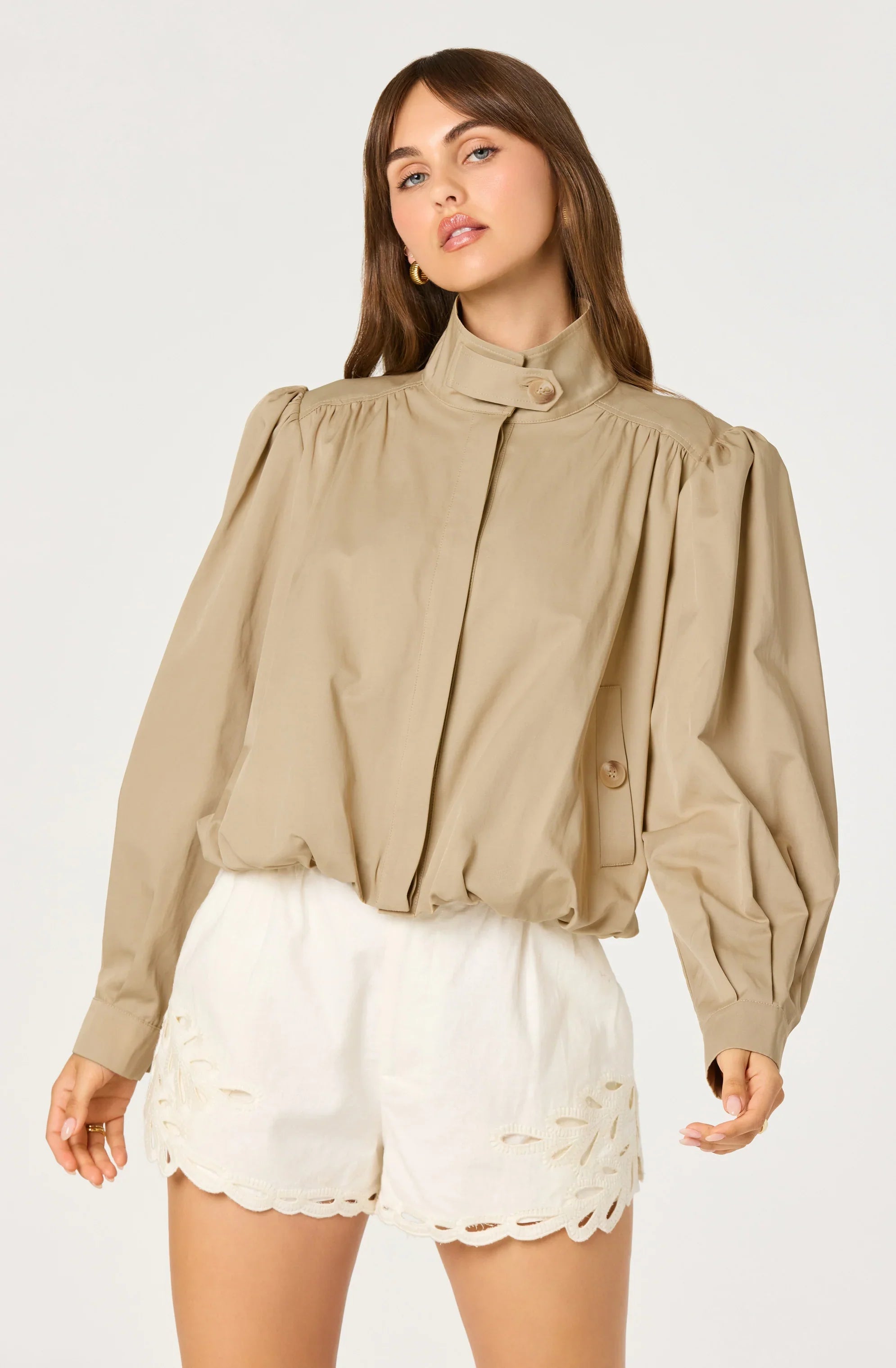 Inixyf Estero Gathered Sleeve Bomber Jacket