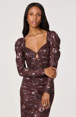 Lbruh Ruched Mesh Midi Dress
