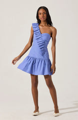 Lbruh One Shoulder Ruffle Mini Dress