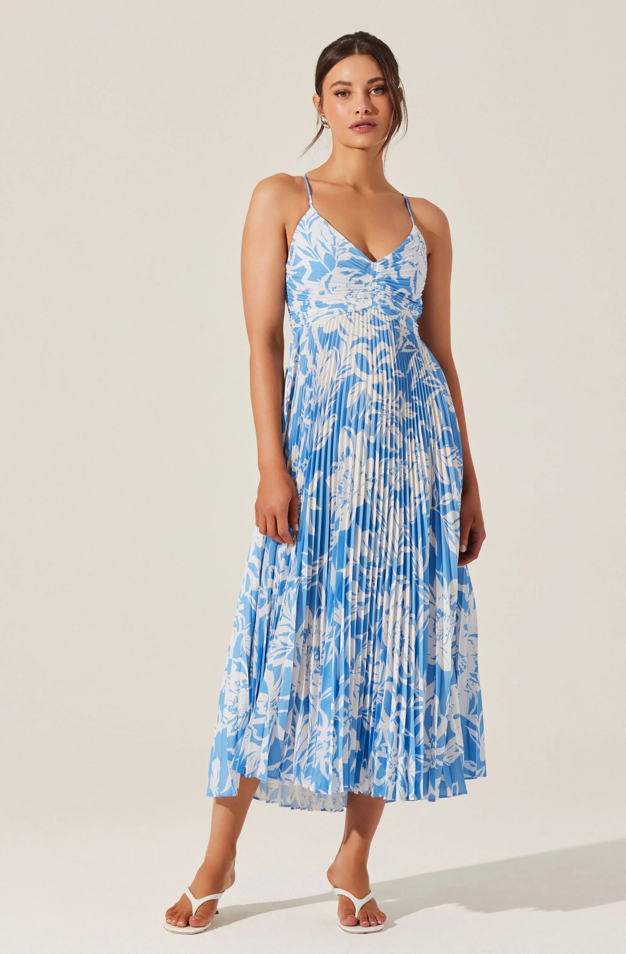 Inixyf Blythe Floral Plisse Midi Dress