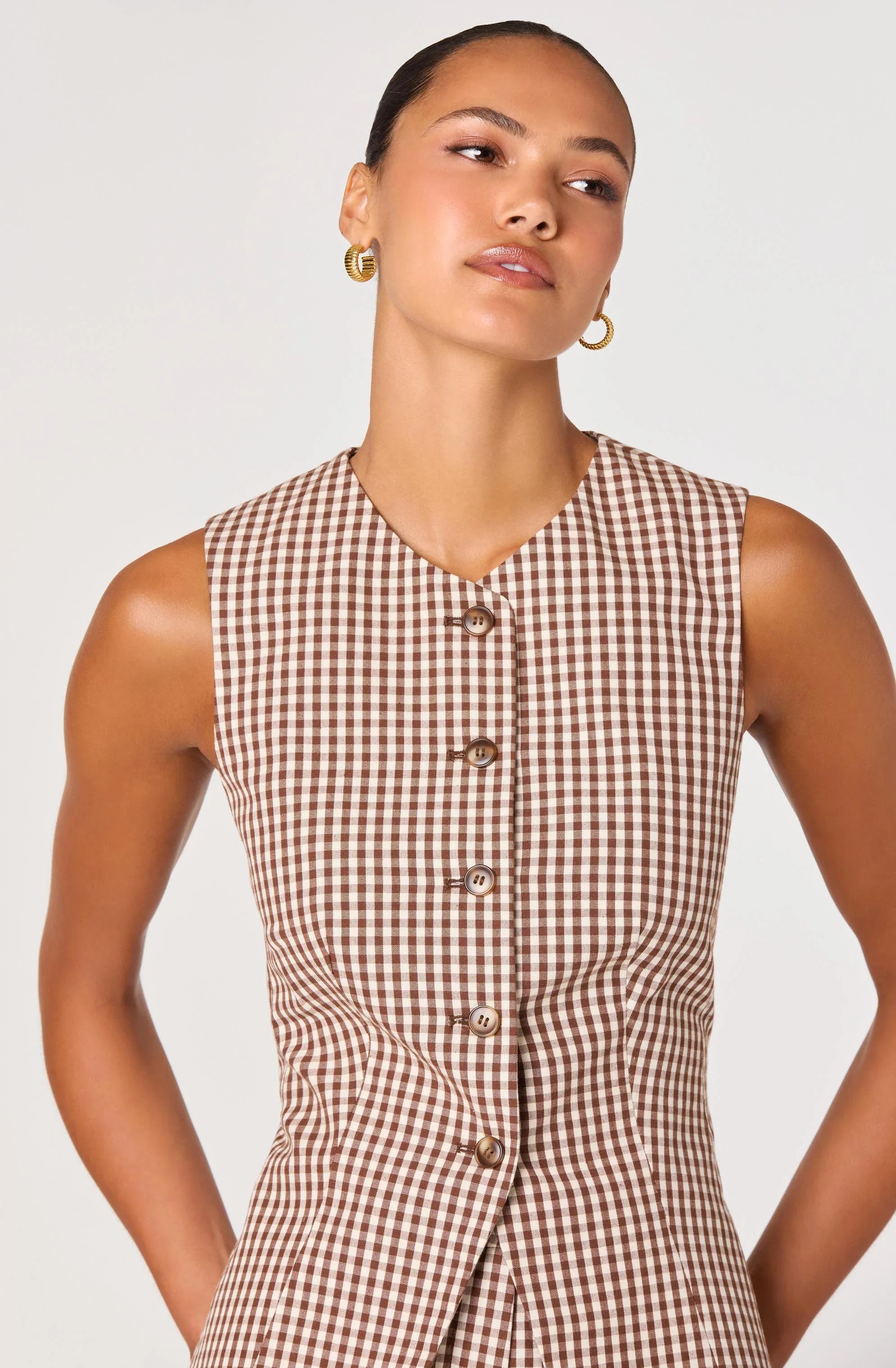 Inixyf Karan Gingham Longline Vest