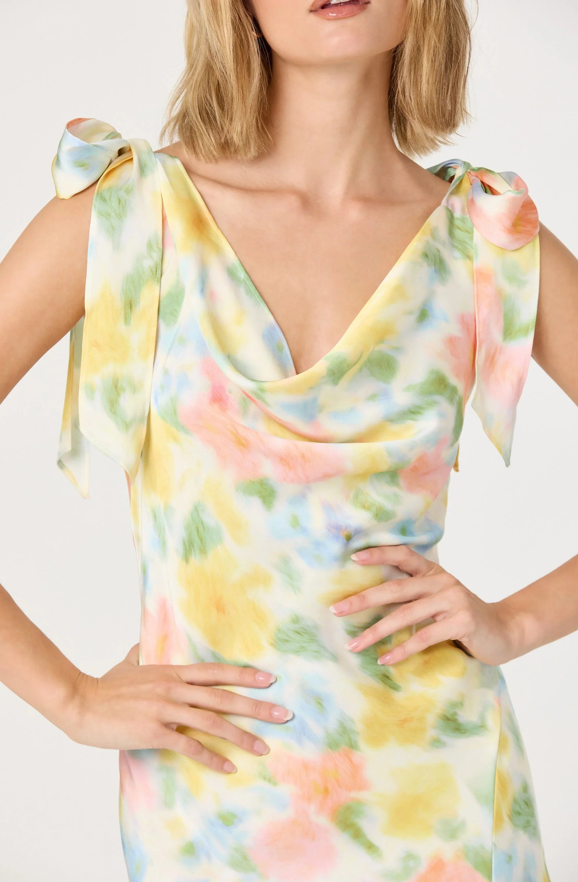 Lbruh Allexina Satin Cowl Neck Midi Dress