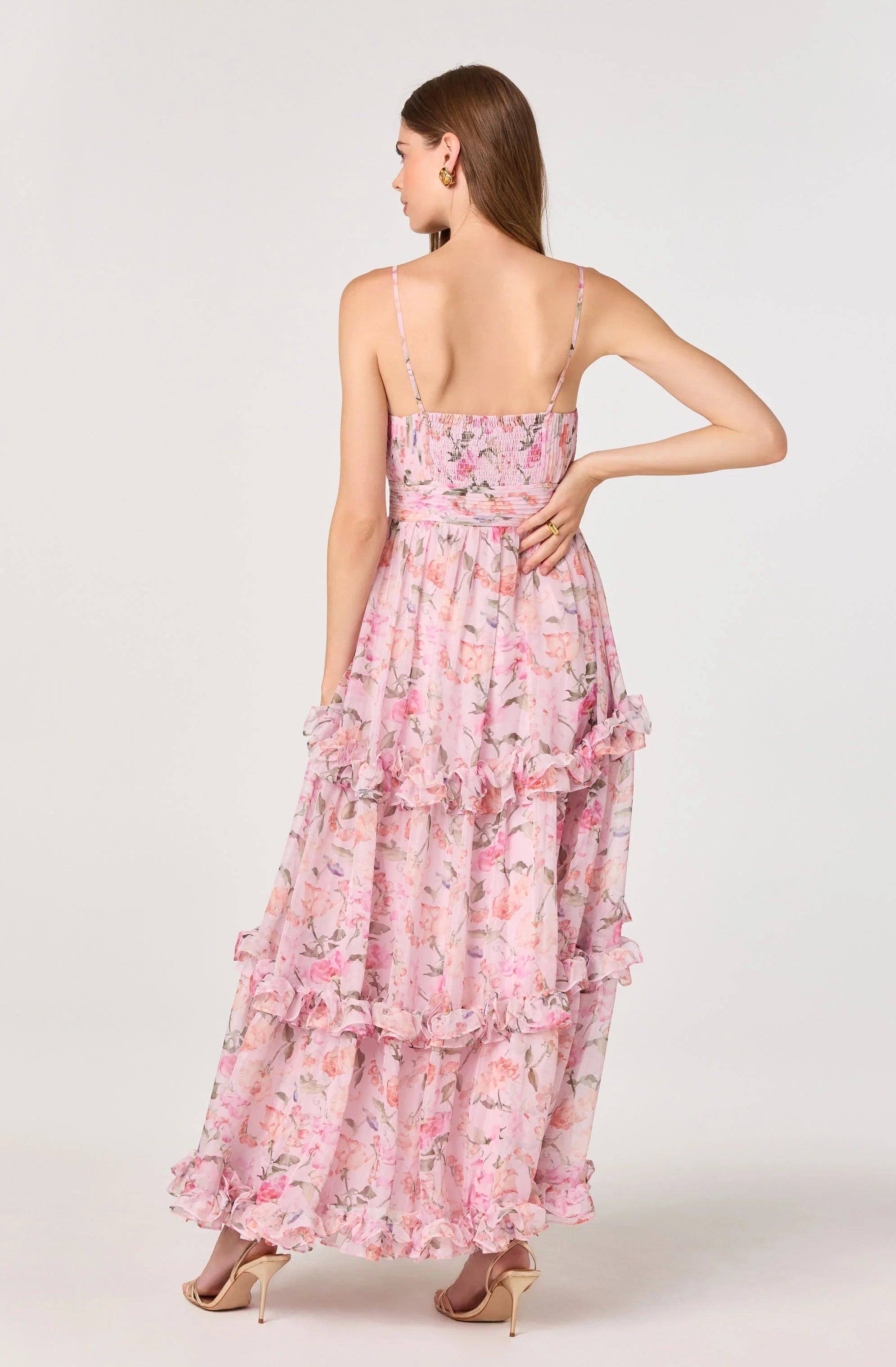 Inixyf Ayanna Floral Pleated Tiered Maxi Dress