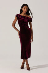 Lbruh Velvet Off Shoulder Midi Dress