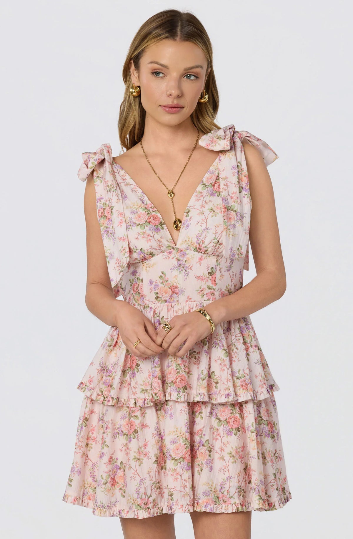 Inixyf Ainlay Floral Tiered Mini Dress