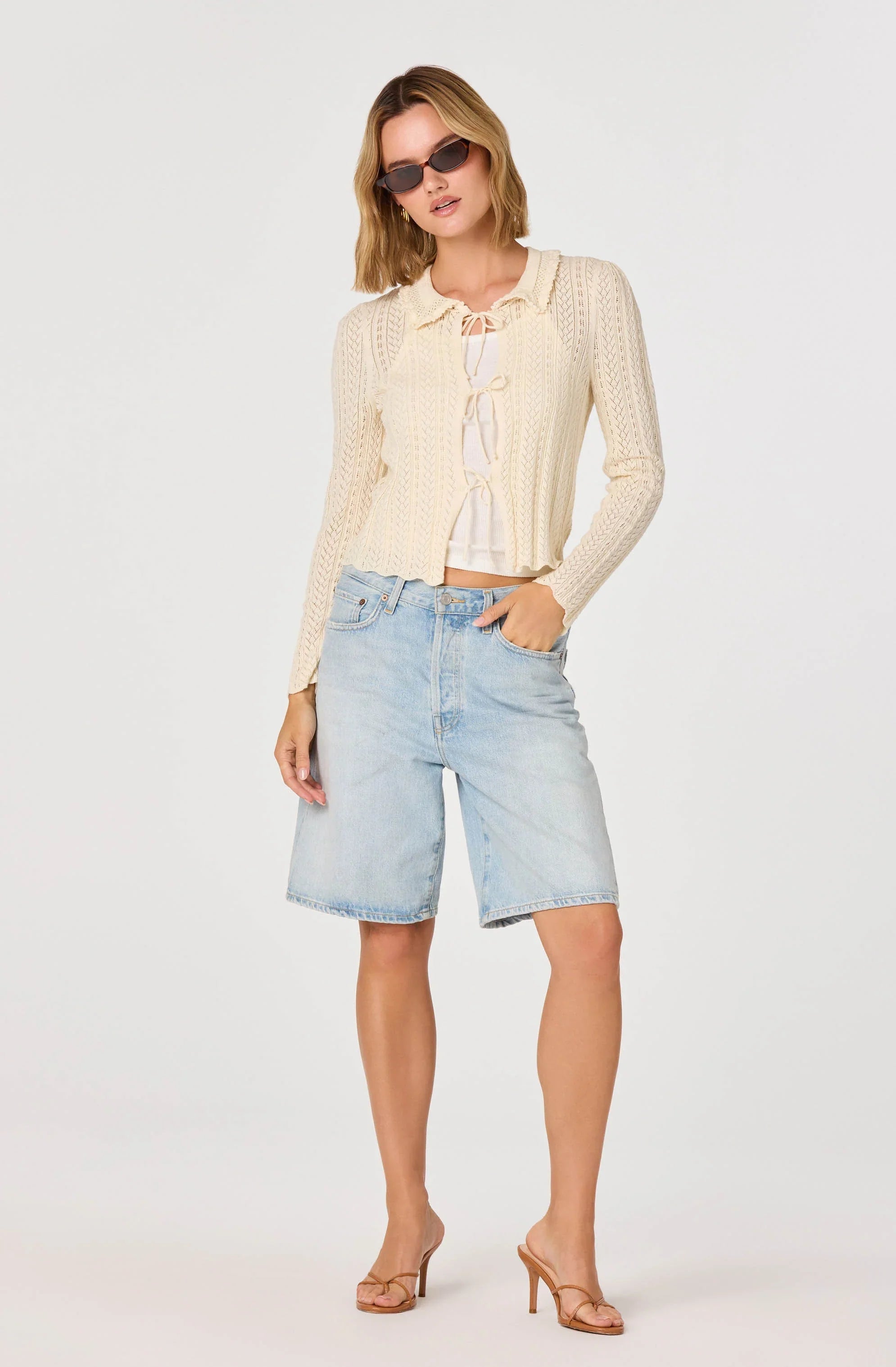 Inixyf Fannie Cable-Knit Tie-Front Cardigan