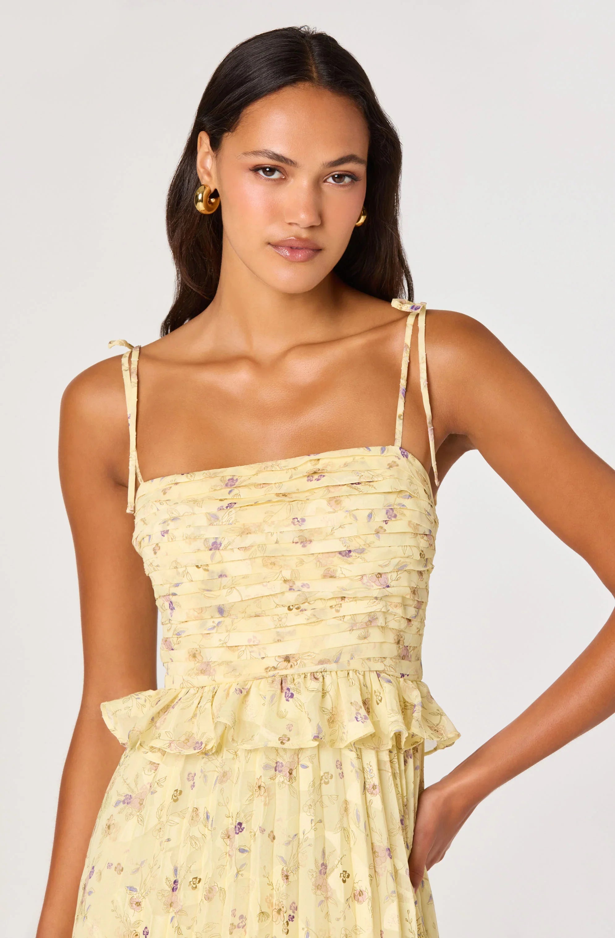 Inixyf Emerys Pleated Floral Midi Dress