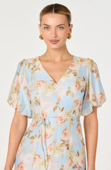 Inixyf Lavena Floral Balloon Sleeve Midi Dress