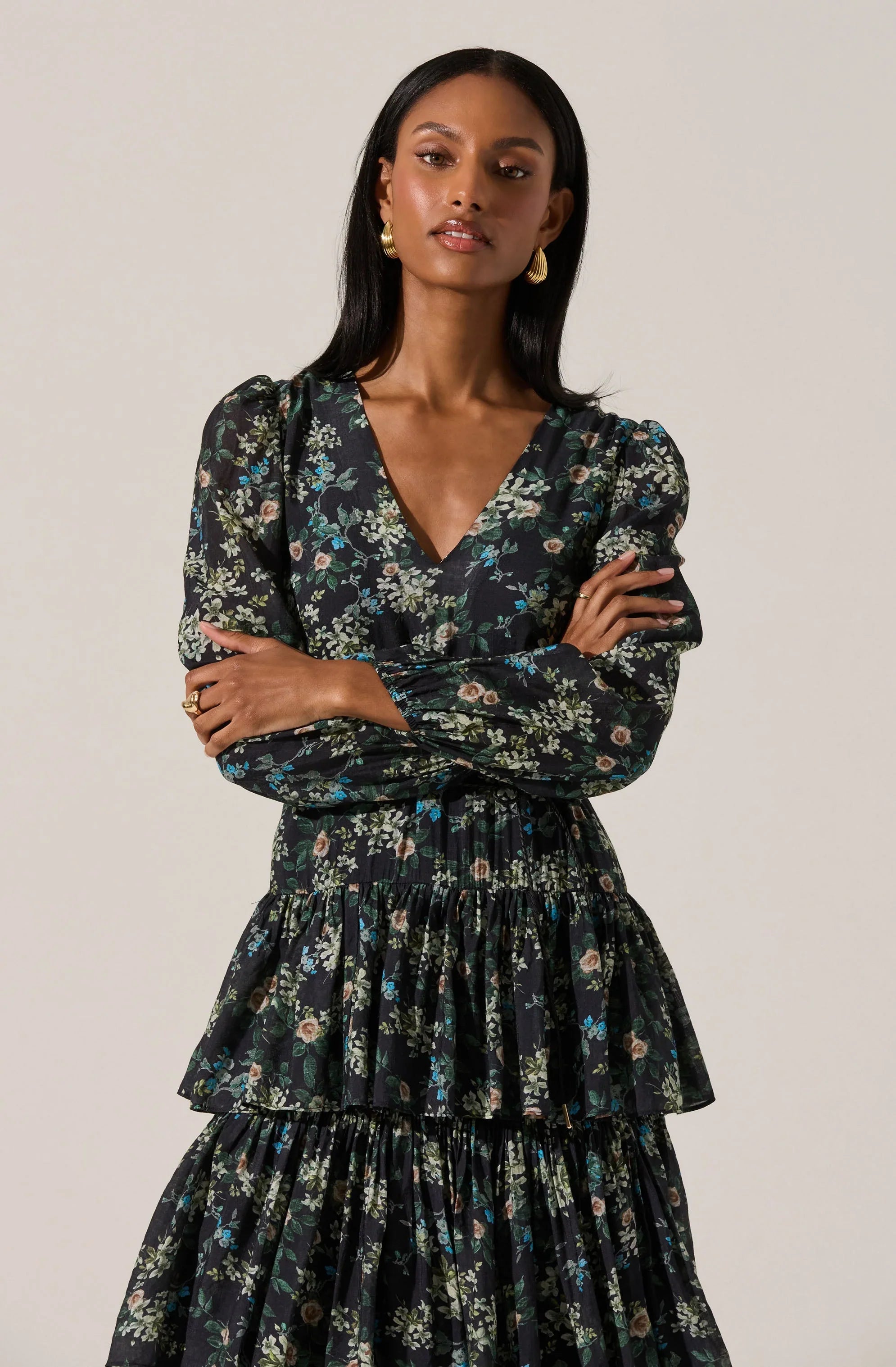 Lbruh Franchesca Tiered Ruffle Floral Maxi Dress