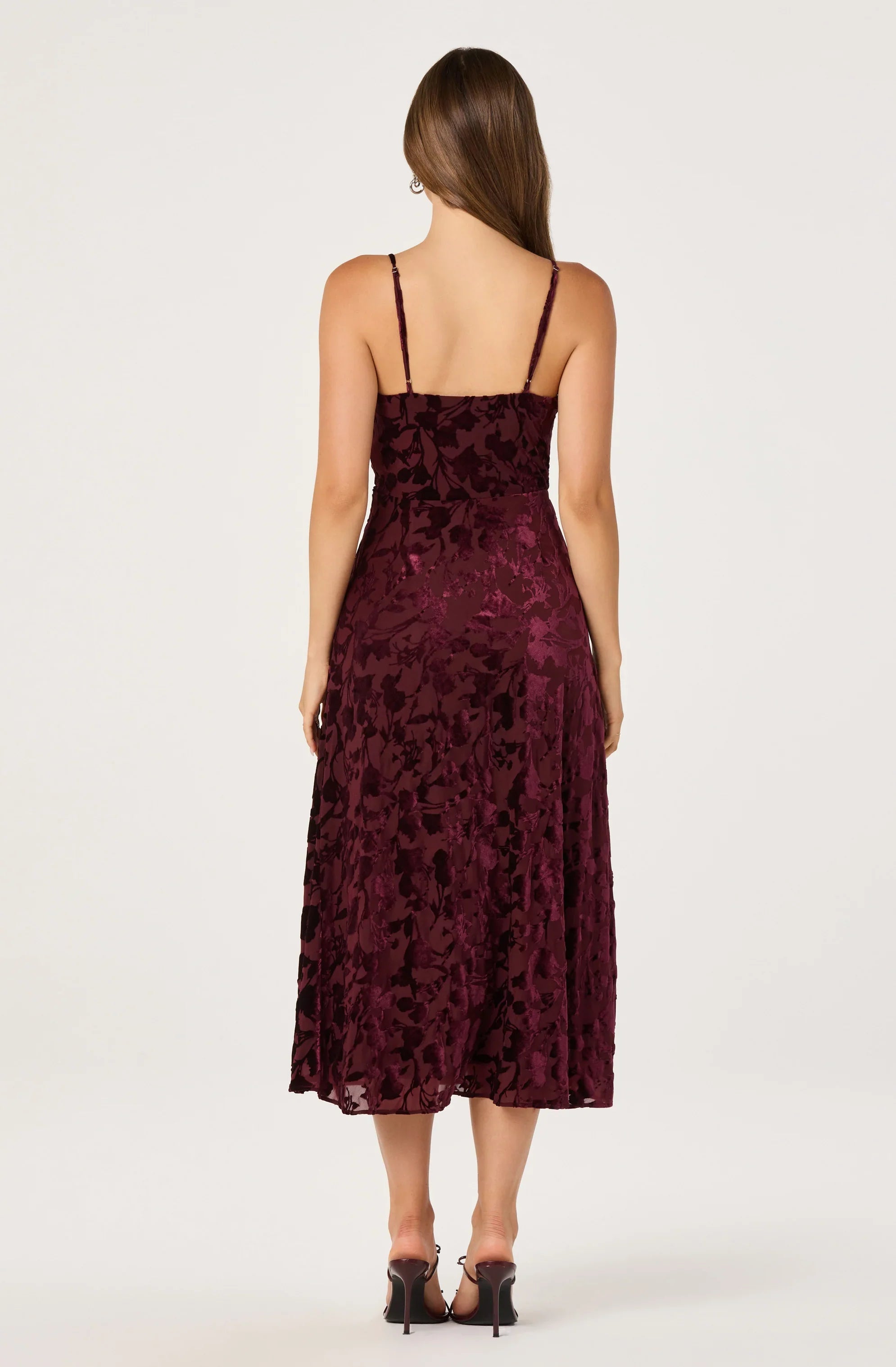 Lbruh Velvet Floral Burnout Bustier Midi Dress