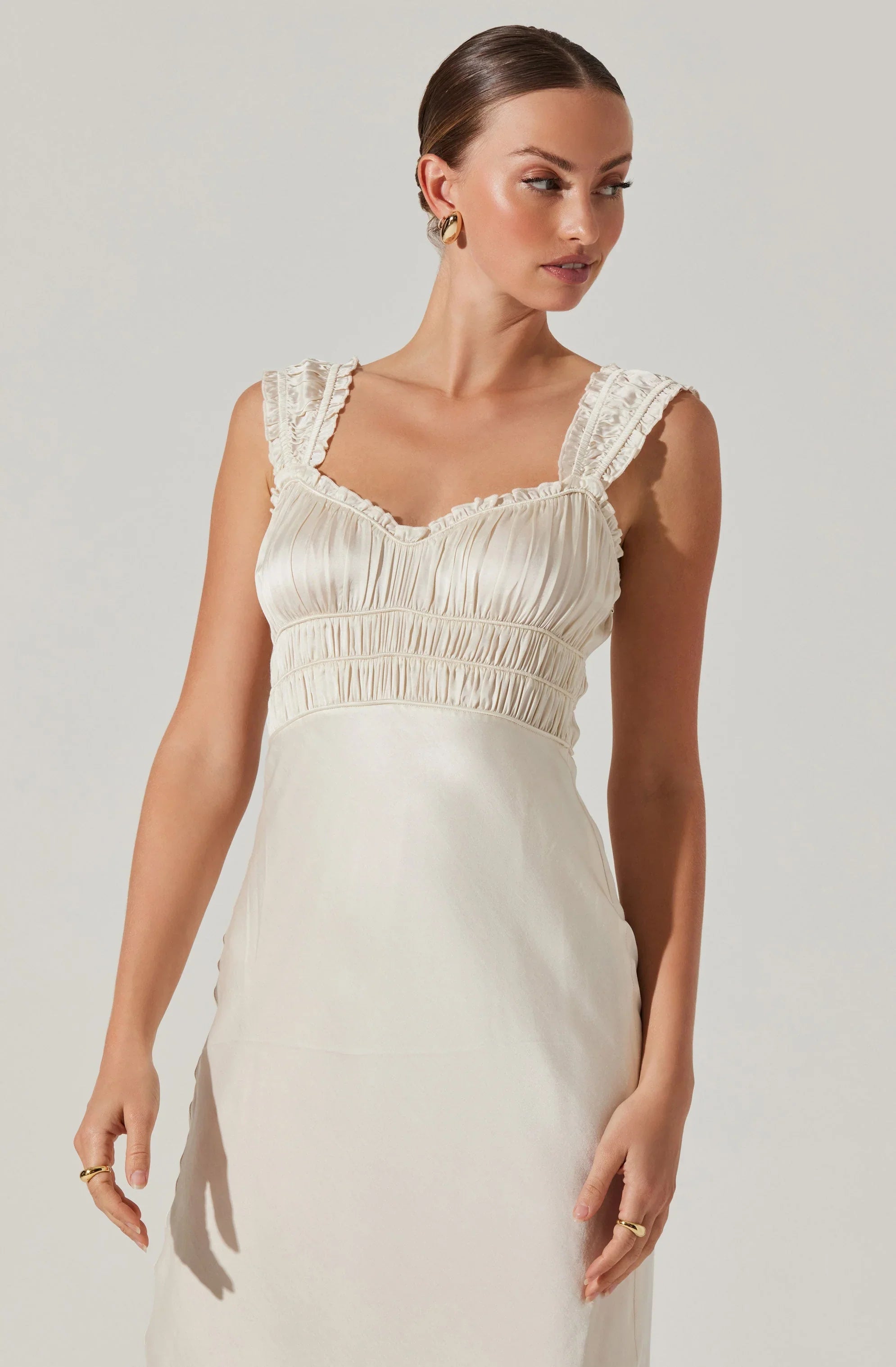 Lbruh Enola Satin Smocked Midi Dress
