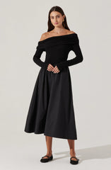 Lbruh Mixed Media Off Shoulder Dress