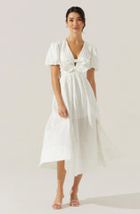 Lbruh Citrine Linen Bow Front Midi Dress