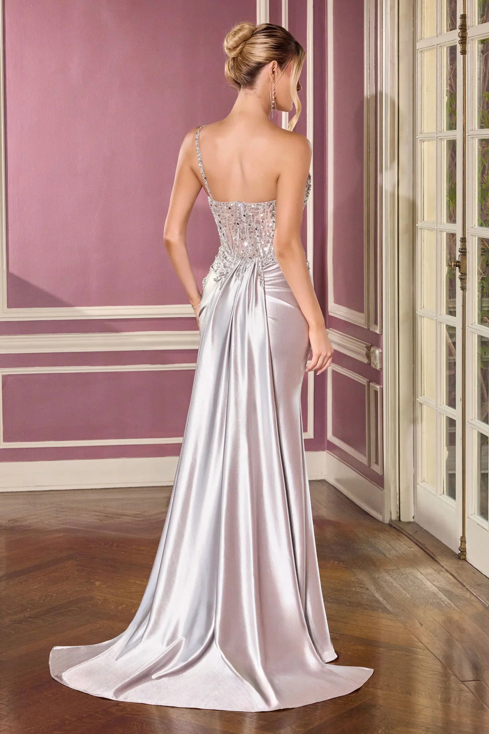 Kendra Gown - Silver One Shoulder Formal Dress