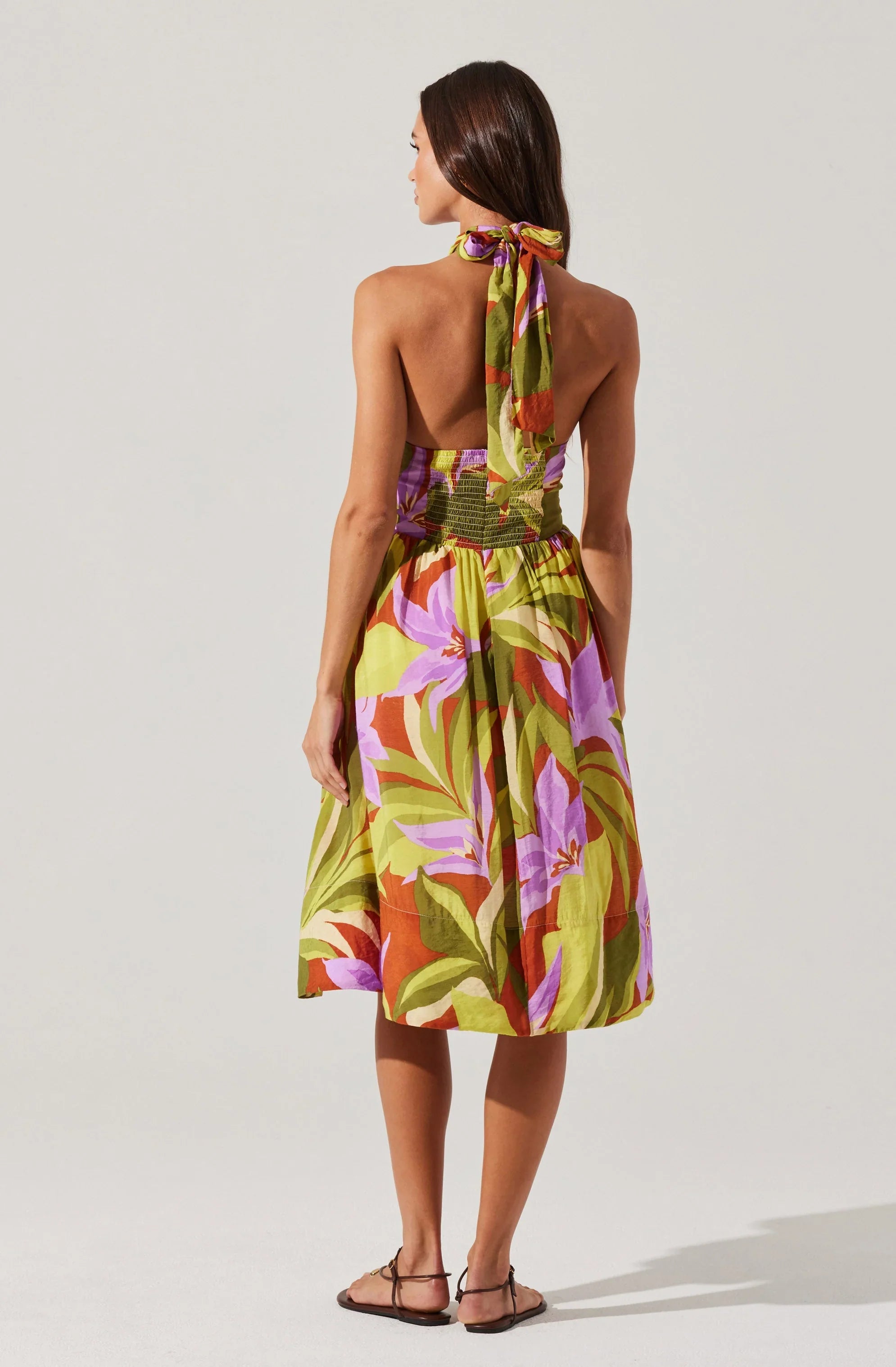 Lbruh Kalia Halter Floral Midi Dress