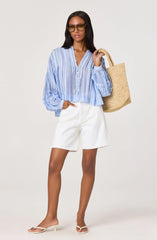 Inixyf Ericka Striped Balloon Sleeve Blouse