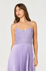 Inixyf Shionagh Satin Bow-Detail Pleated Midi Dress