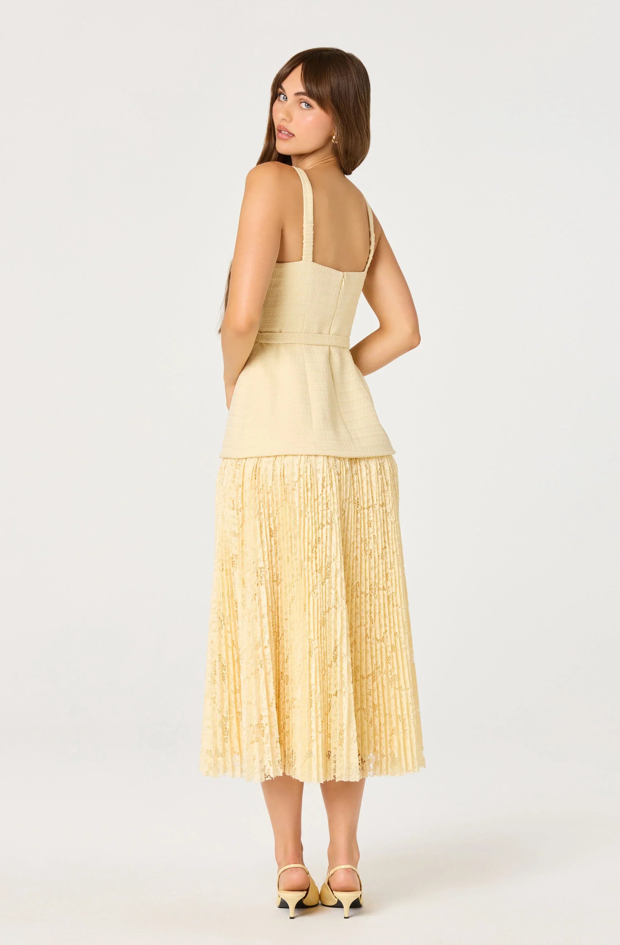 Inixyf Caitlin Mixed Media Tweed Maxi Dress