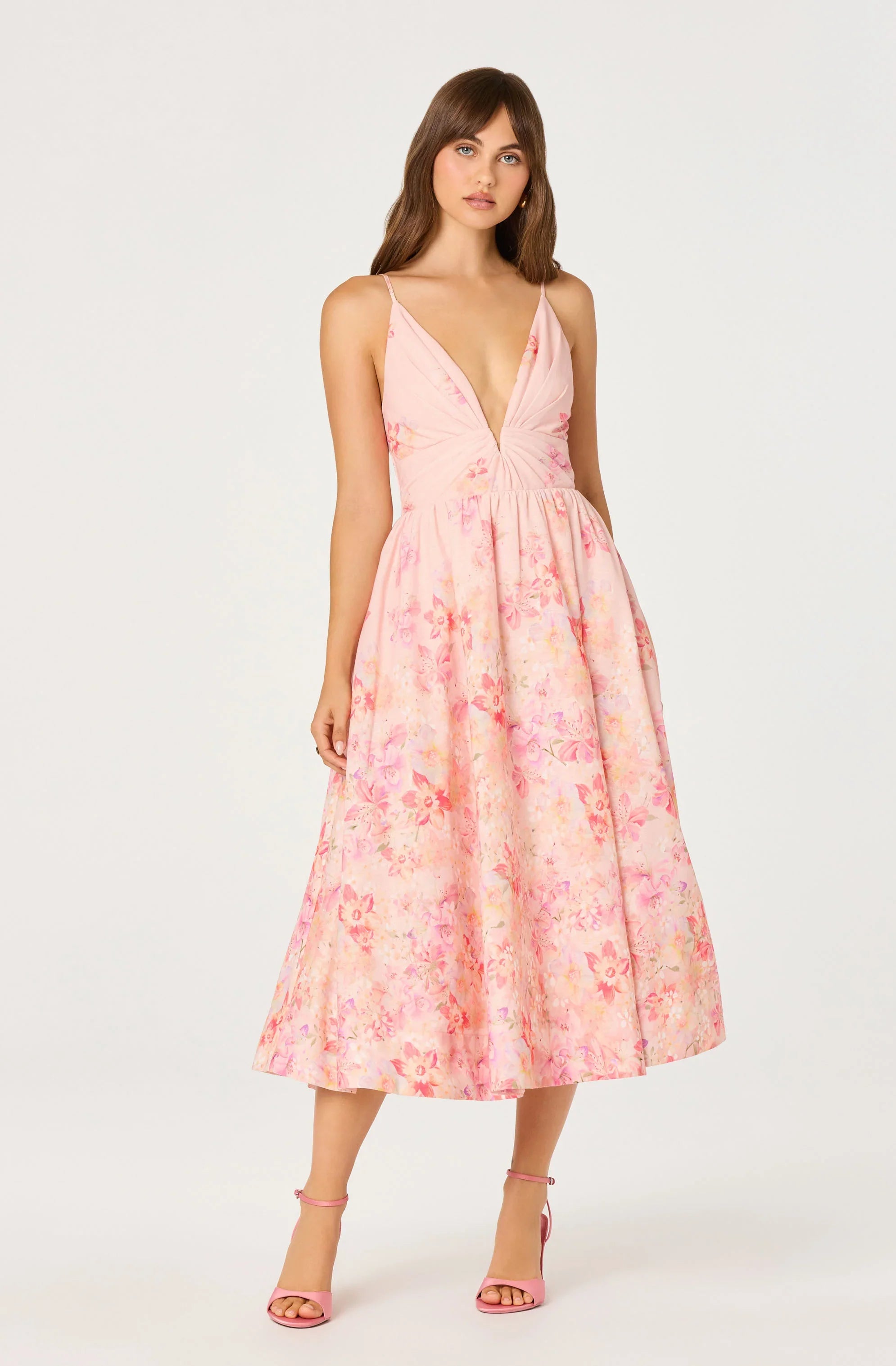Inixyf Janna Floral Plunge Midi Dress