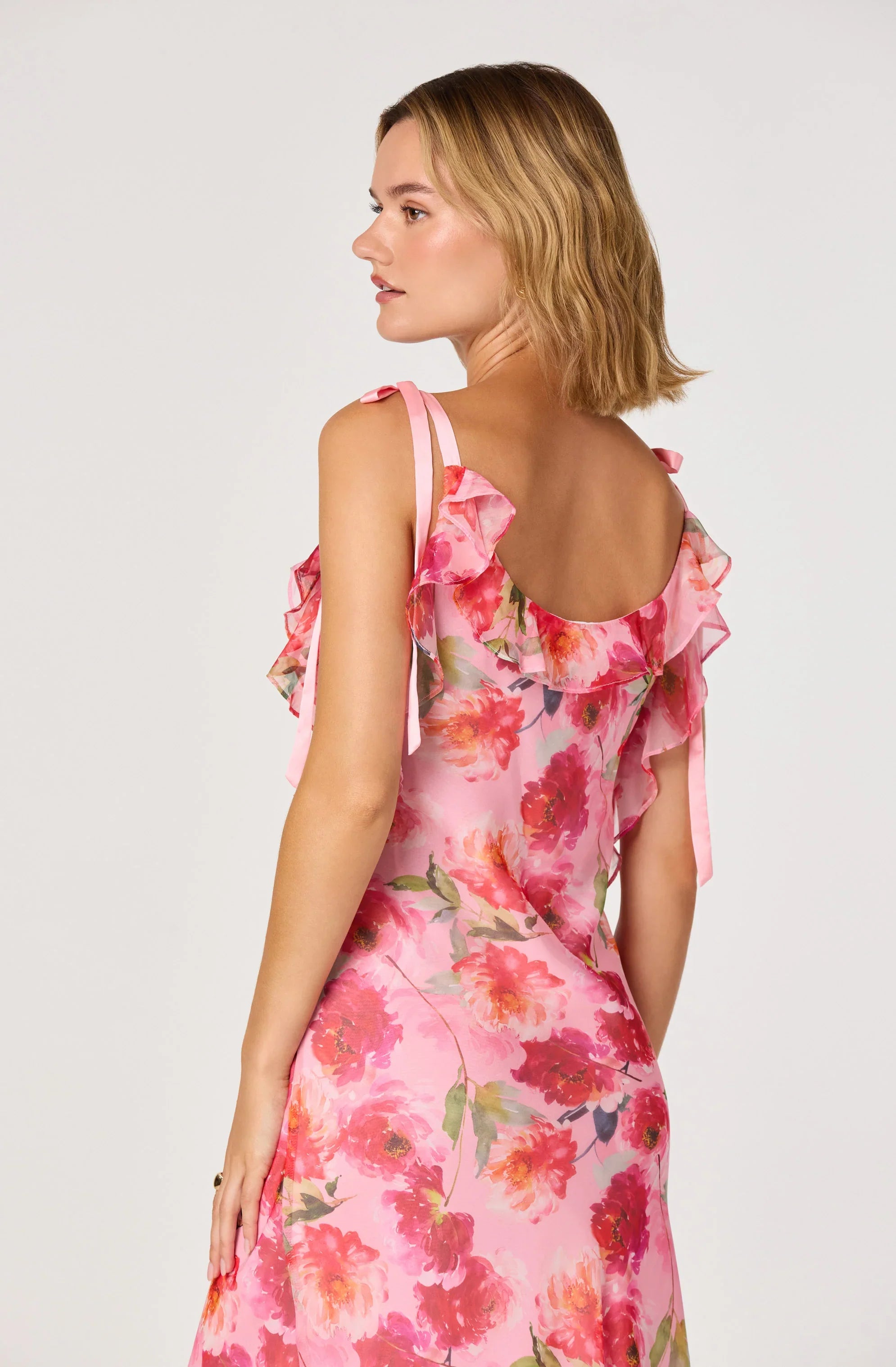 Inixyf Nissa Floral Ruffle Midi Dress