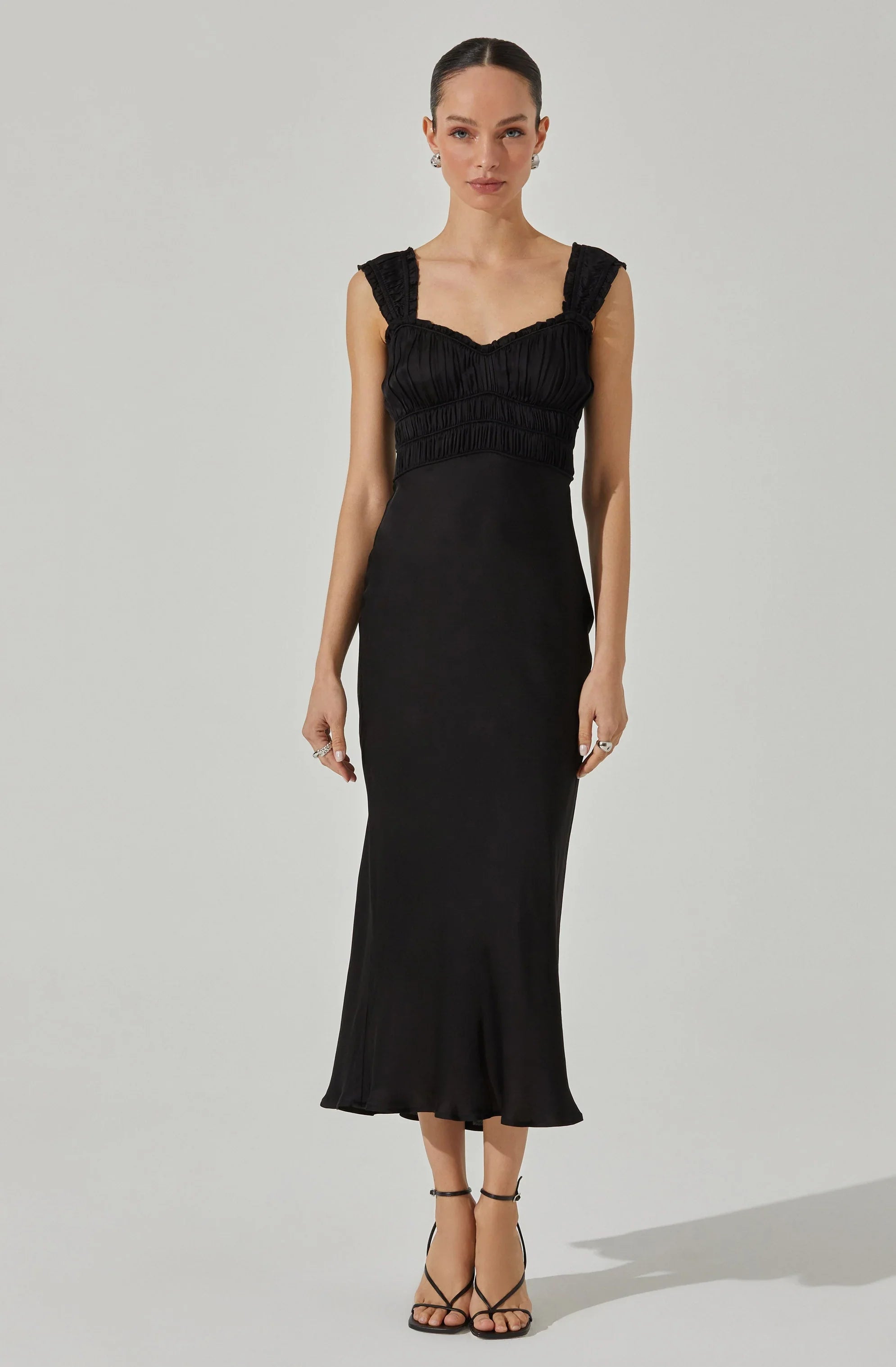 Lbruh Enola Satin Smocked Midi Dress