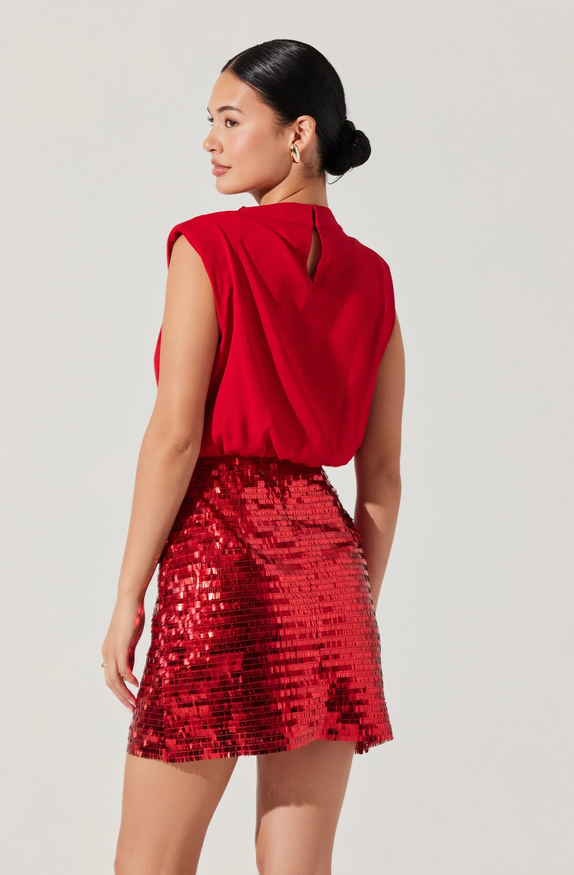 Lbruh Sequin Mixed Media Mini Dress