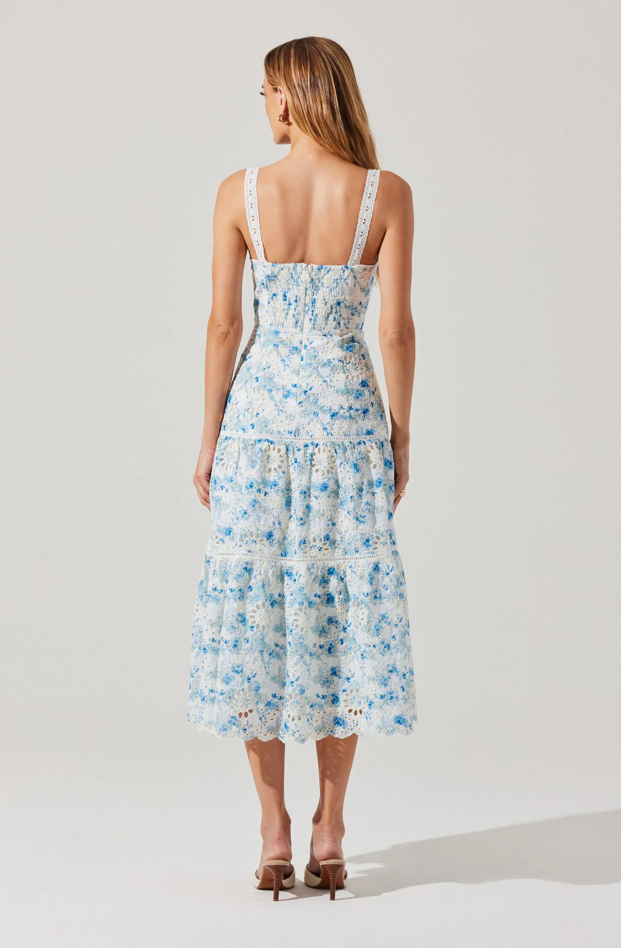 Lbruh Pellagia Floral Eyelet Midi Dress