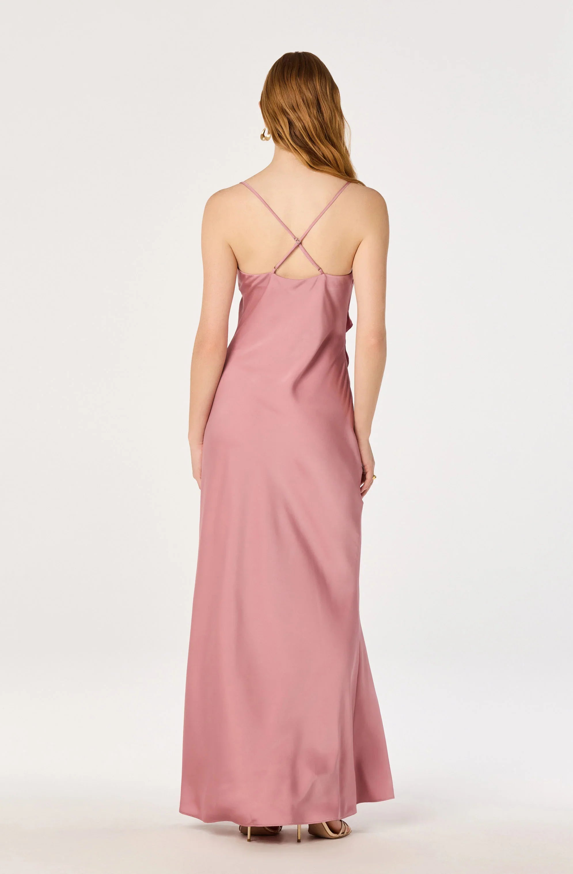 Inixyf Adelina Satin Ruffle Maxi Dress