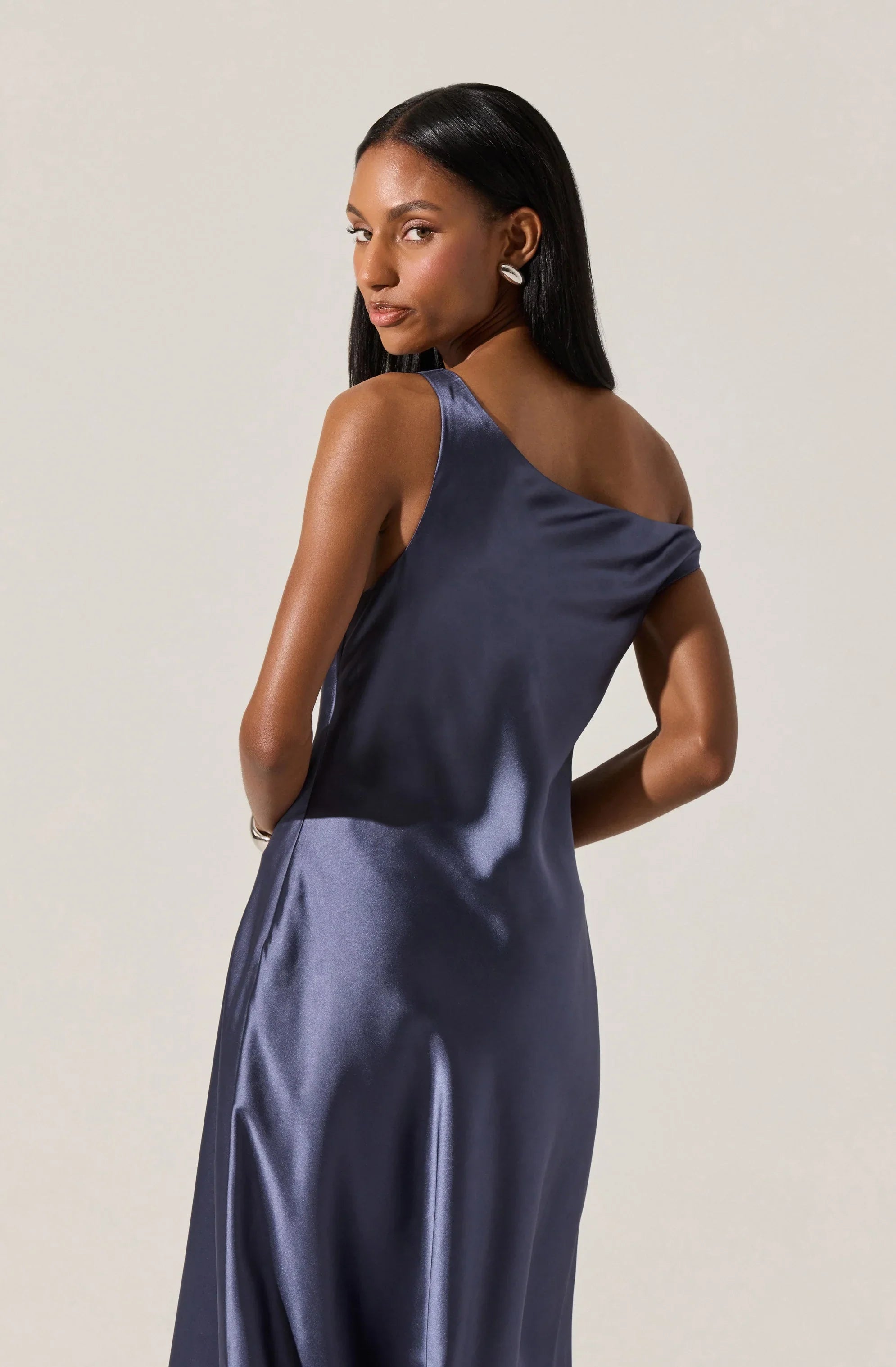 Lbruh Elain Satin Off Shoulder Midi Dress