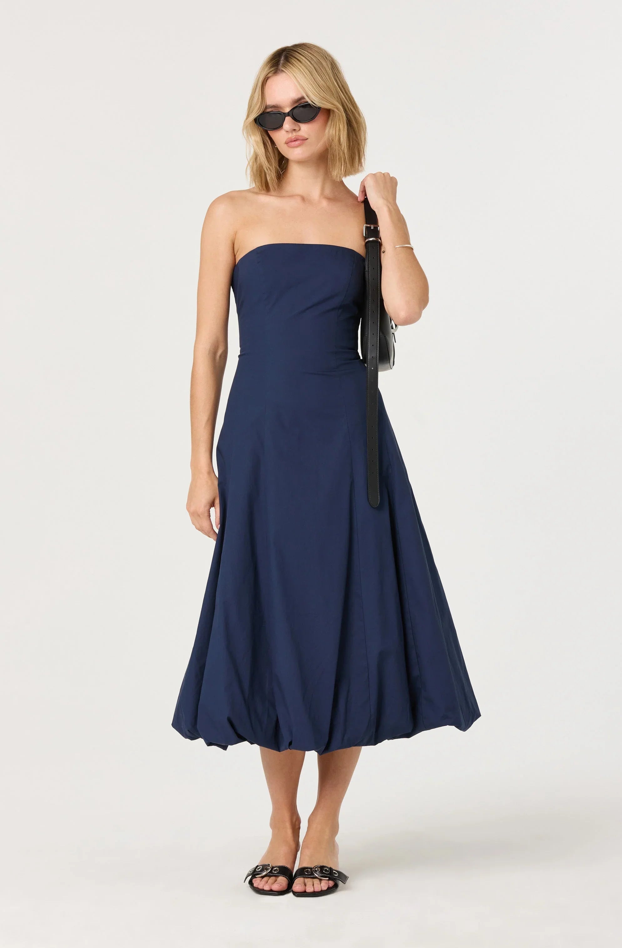 Lbruh Lace Up Strapless Bubble Dress