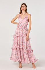Inixyf Ayanna Floral Pleated Tiered Maxi Dress