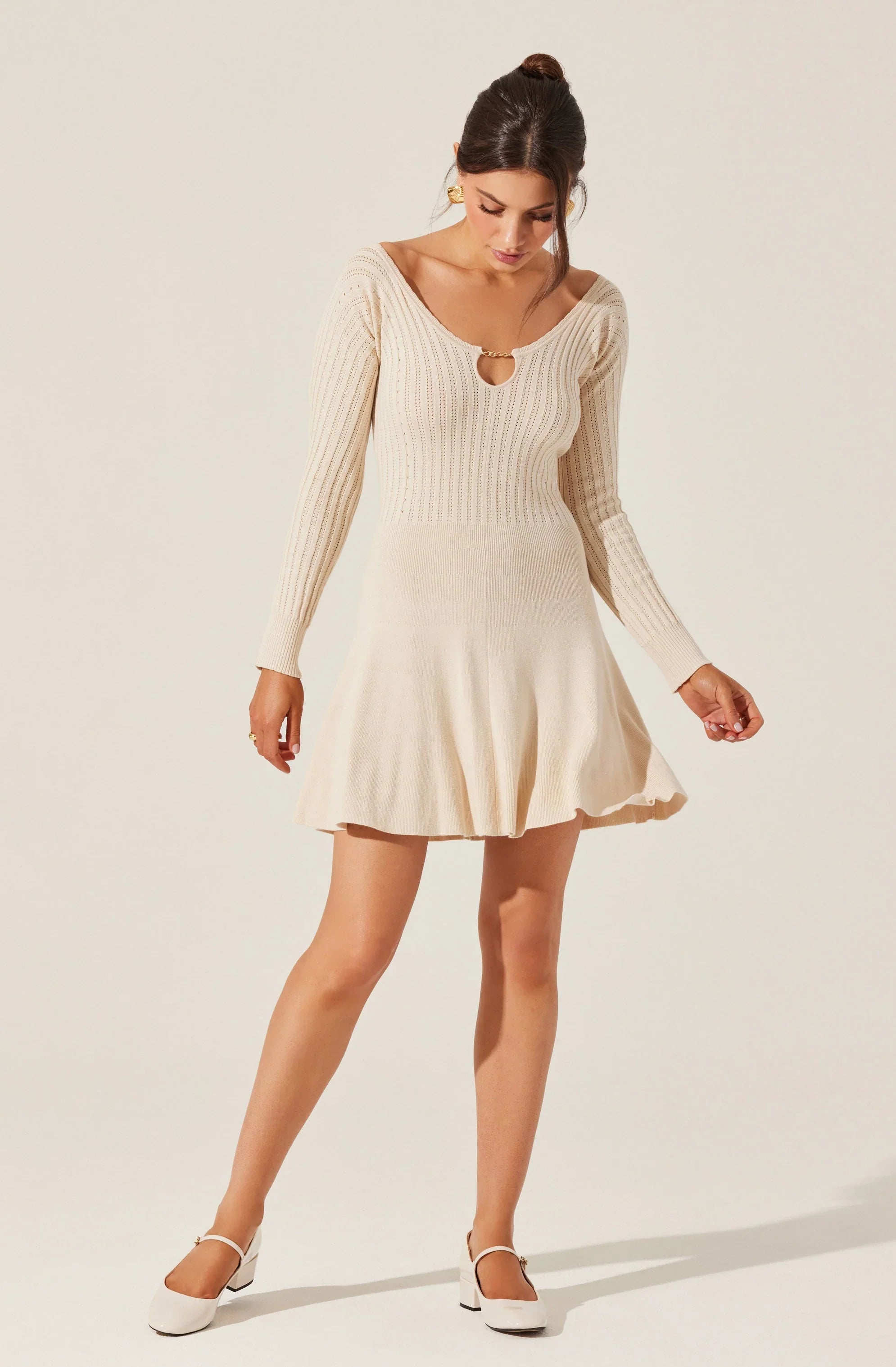 Lbruh Cybele Pointelle Mini Sweater Dress